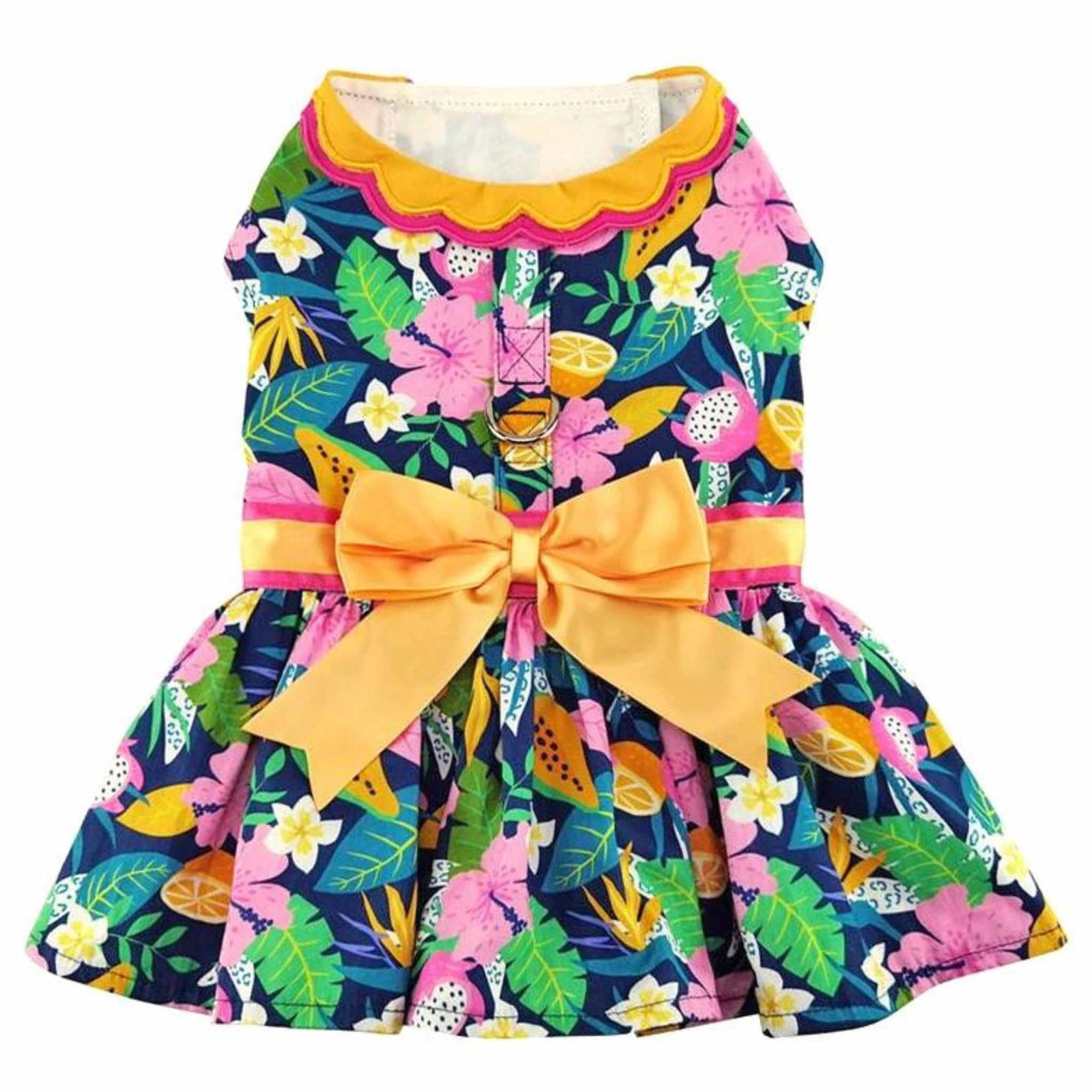 Fiesta Floral Small Dog Dress with Matching Leash - Back