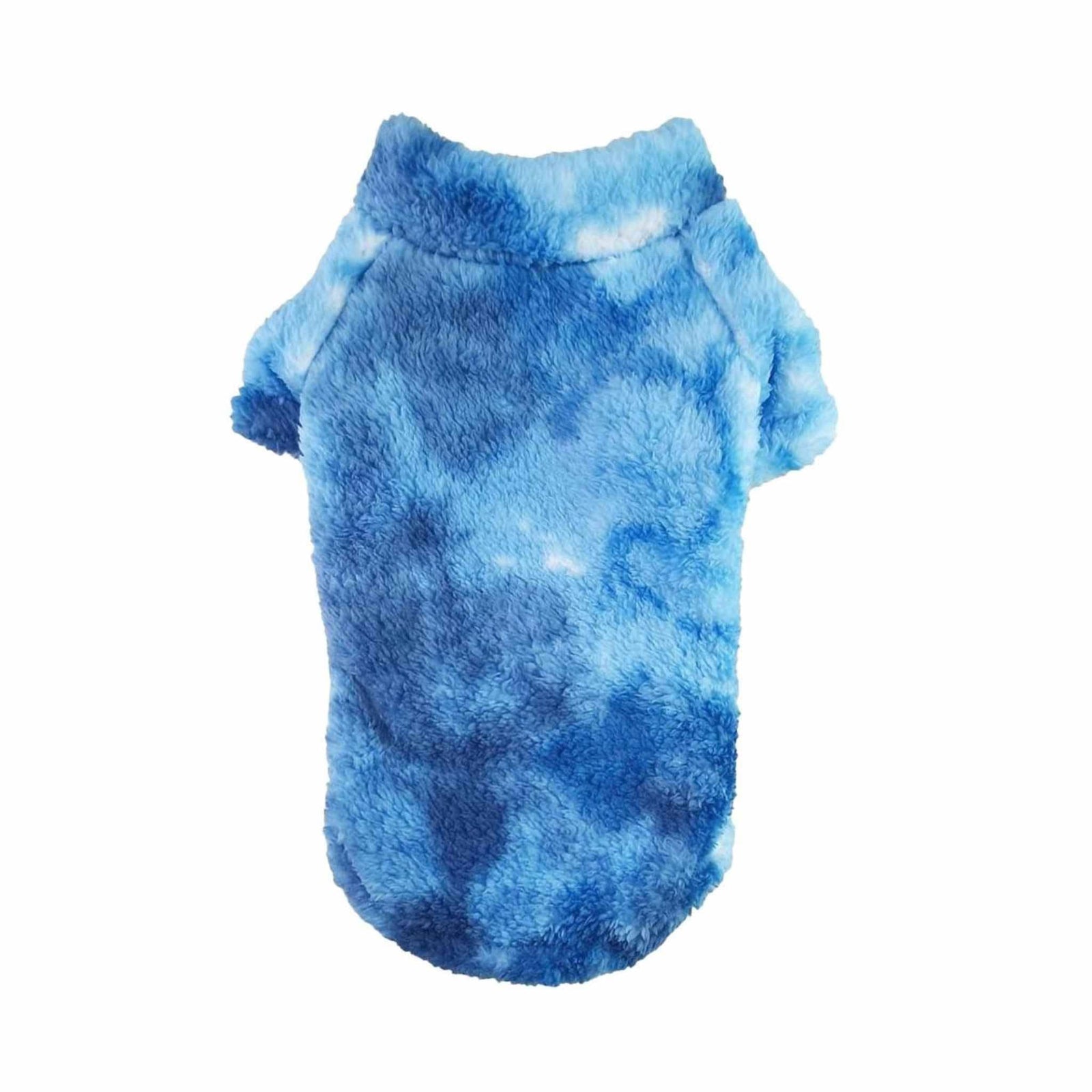 Soft Plush Pullover for Small Dogs - blue tie dye