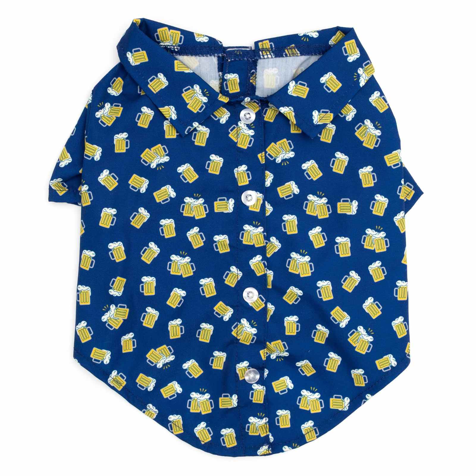 The Worthy Dog Cheers shirt, which features a beer mug pattern across the shirt.