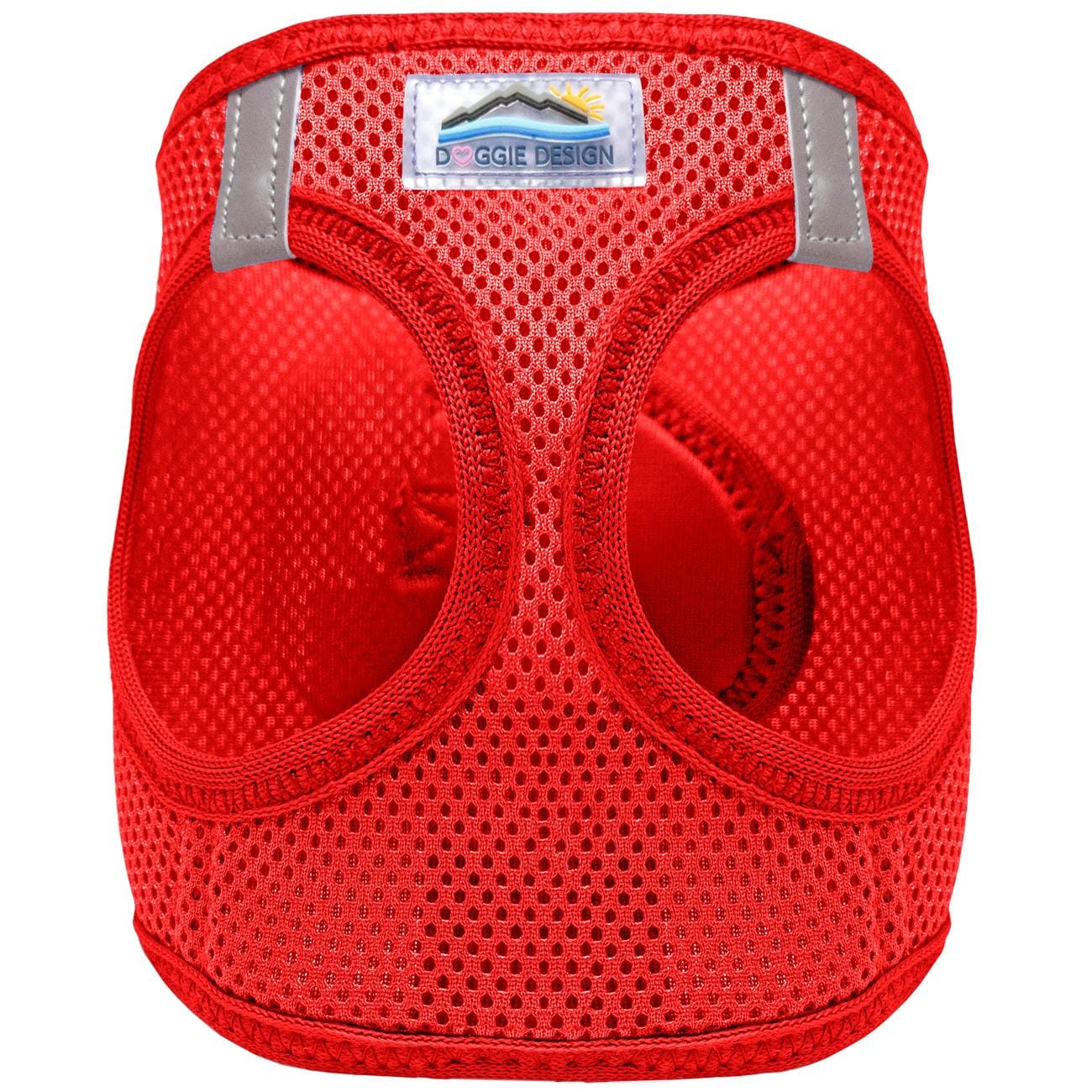 Bright red choke-free American River Step-In Dog Harness for small breeds.