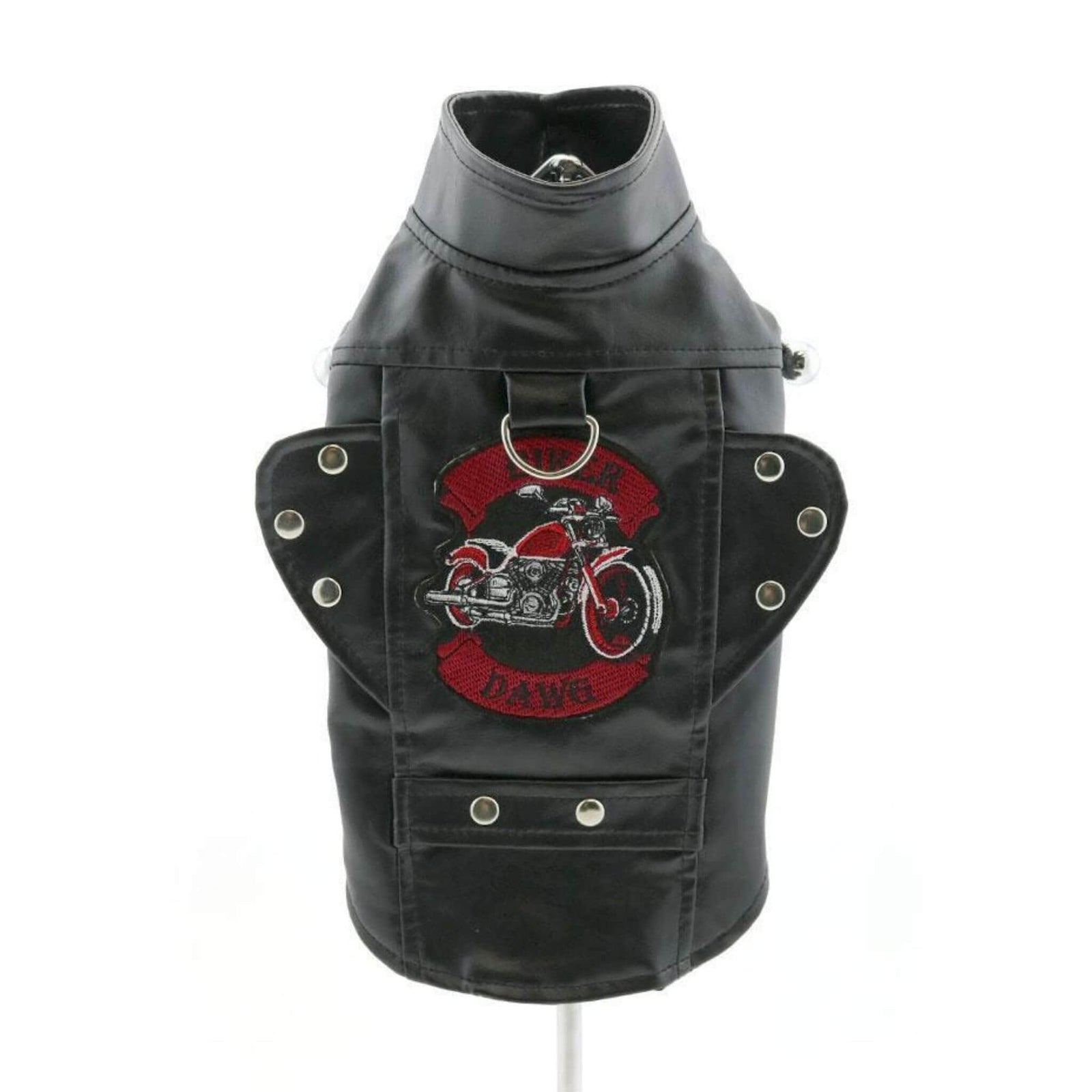 Biker Dawg Motorcycle Dog Jacket - Black - Front