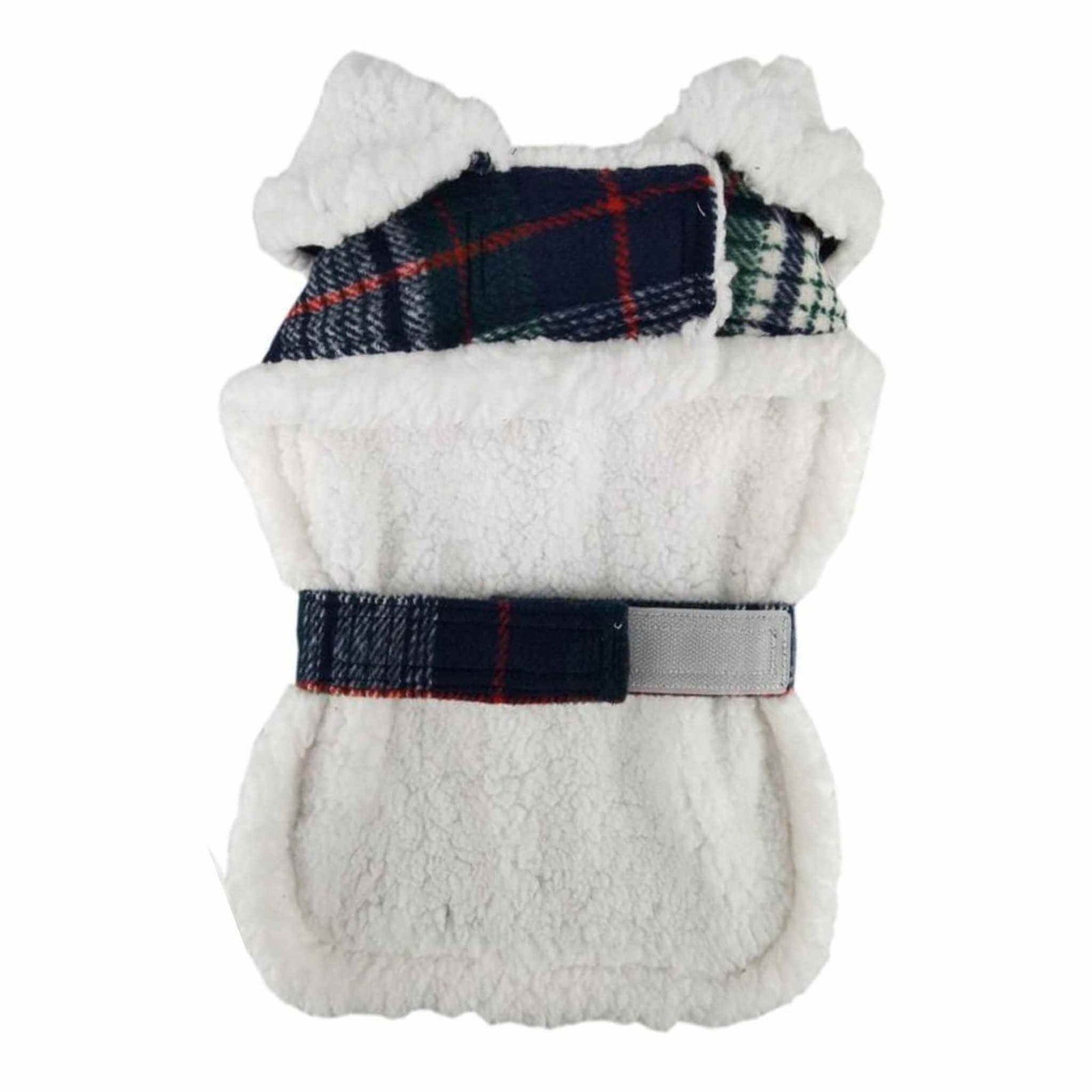 Blue & Green Plaid Dog Coat - Inside of coat