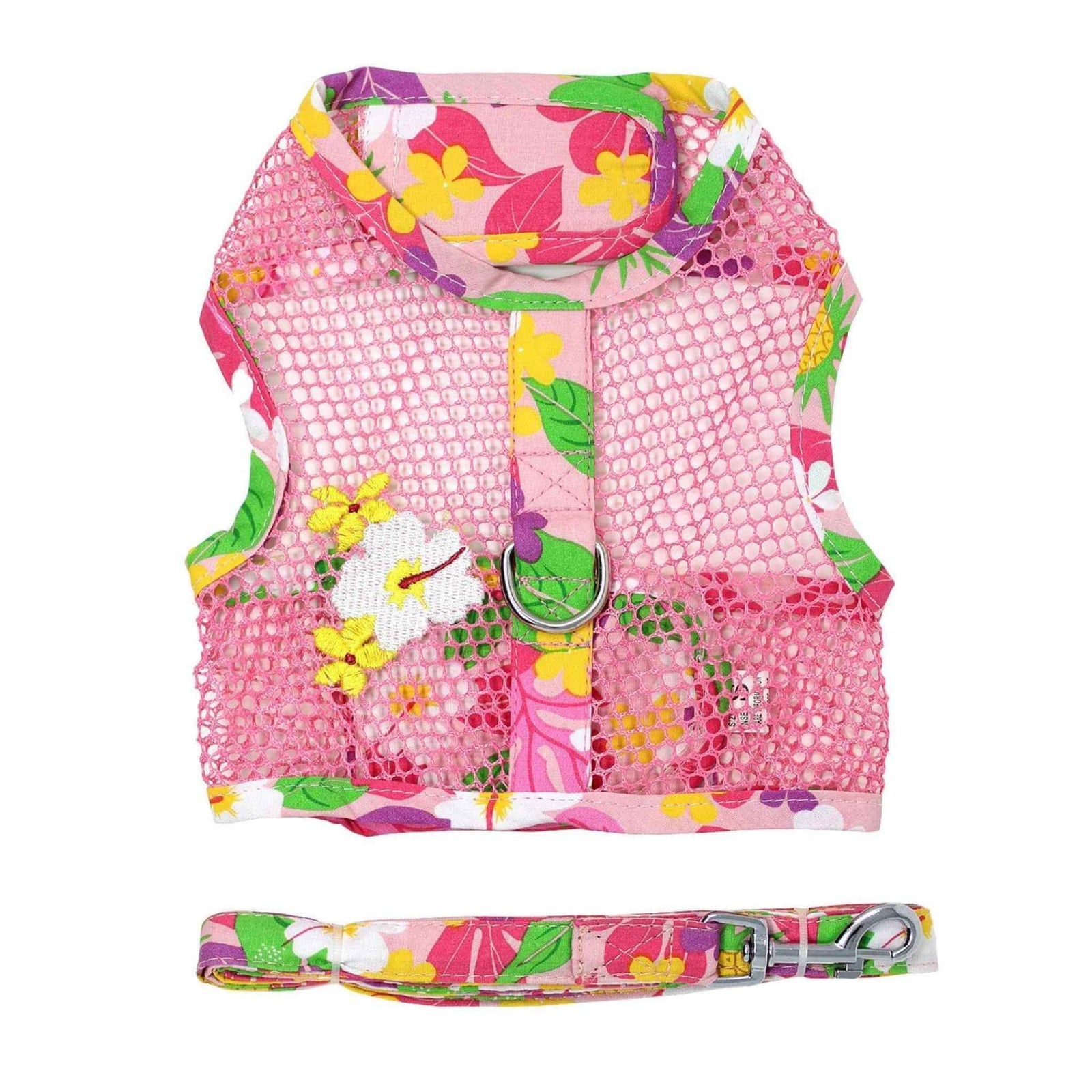 Cool Mesh Dog Harness - Pink Hawaiian Floral - back