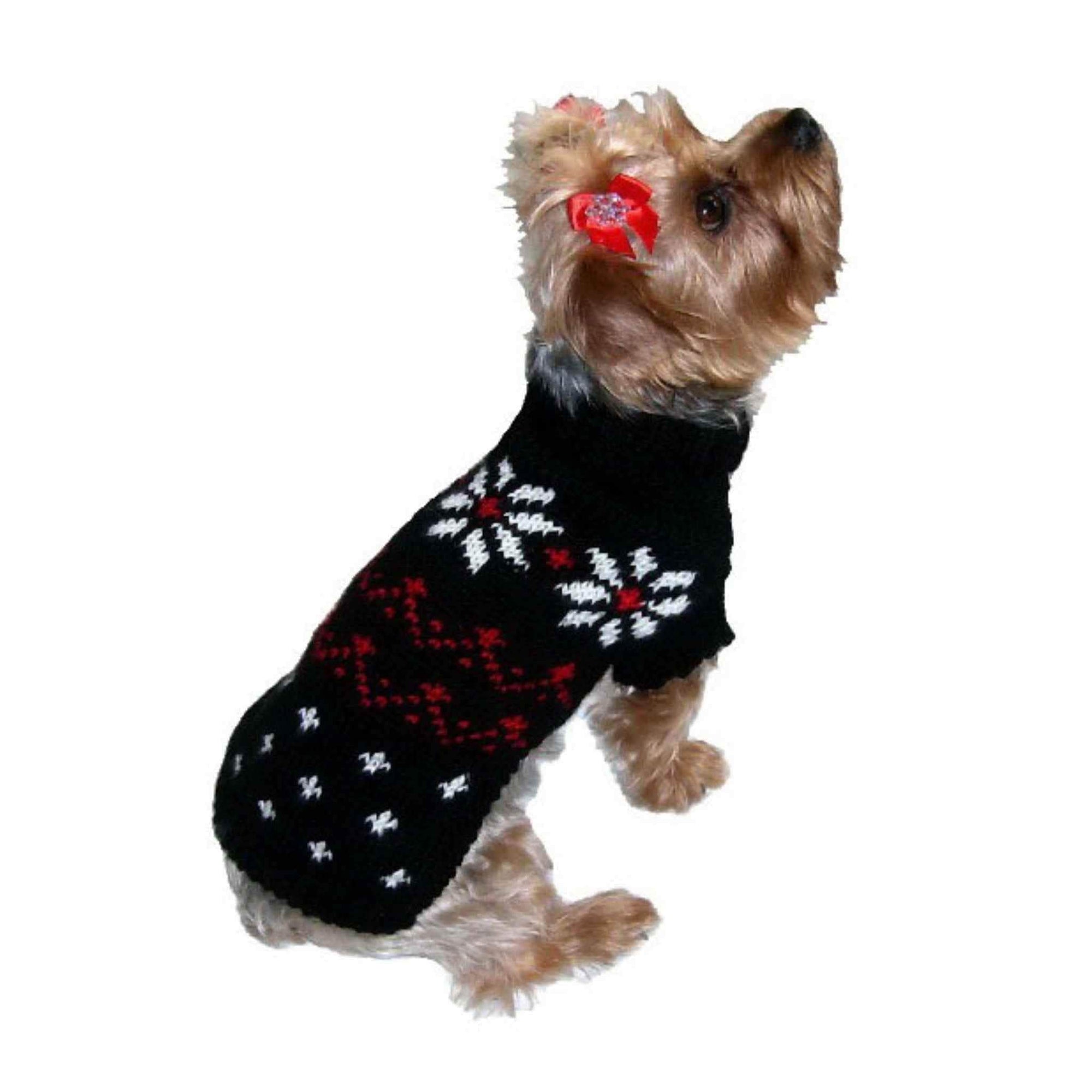 Dallas Dogs Black Fair Isle Snowflake Dog Sweater