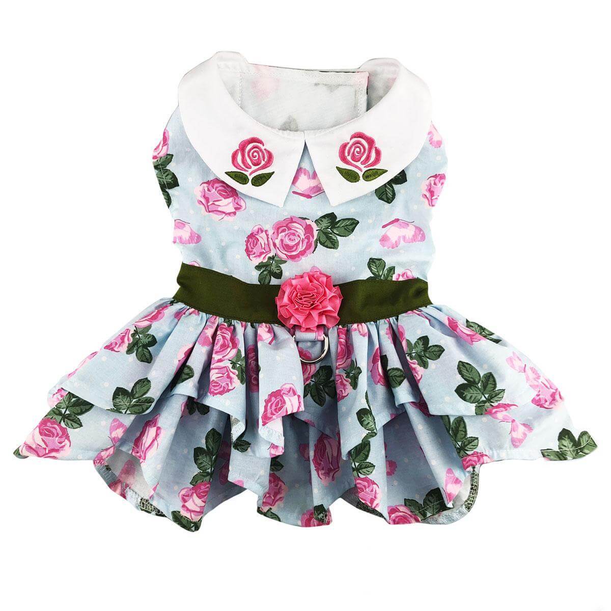 Doggie Design Pink Rose Dog Dress - Front