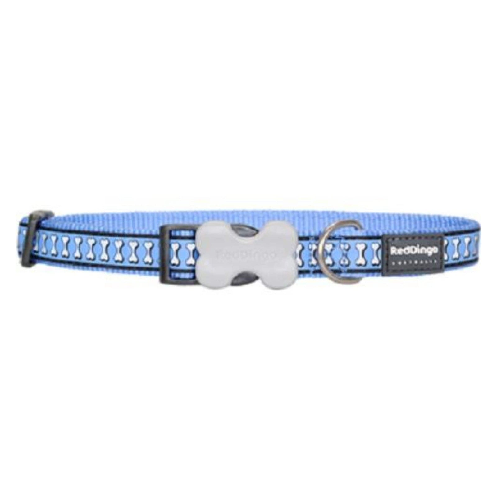 Red Dingo Reflective Small Dog Collars - Light Blue