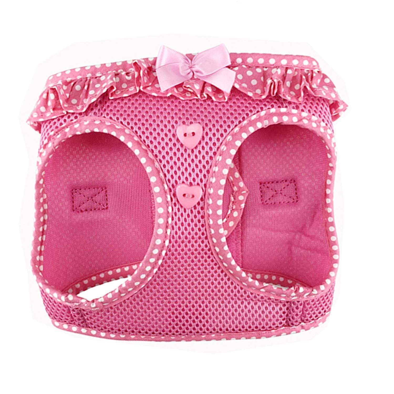 polka dog step-in dog harness - pink - front