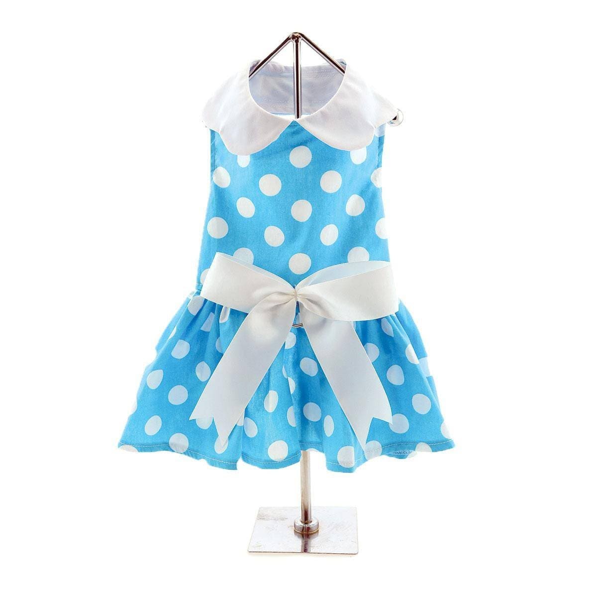 Apparel - Blue Polka Dot Dog Dress With Matching Leash