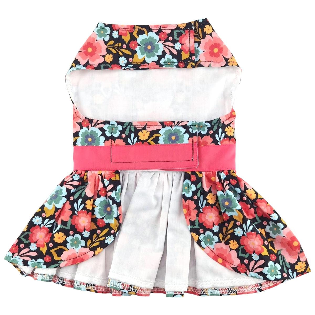 Blooming Blue &amp; Peach Floral Dog Dress - belly view