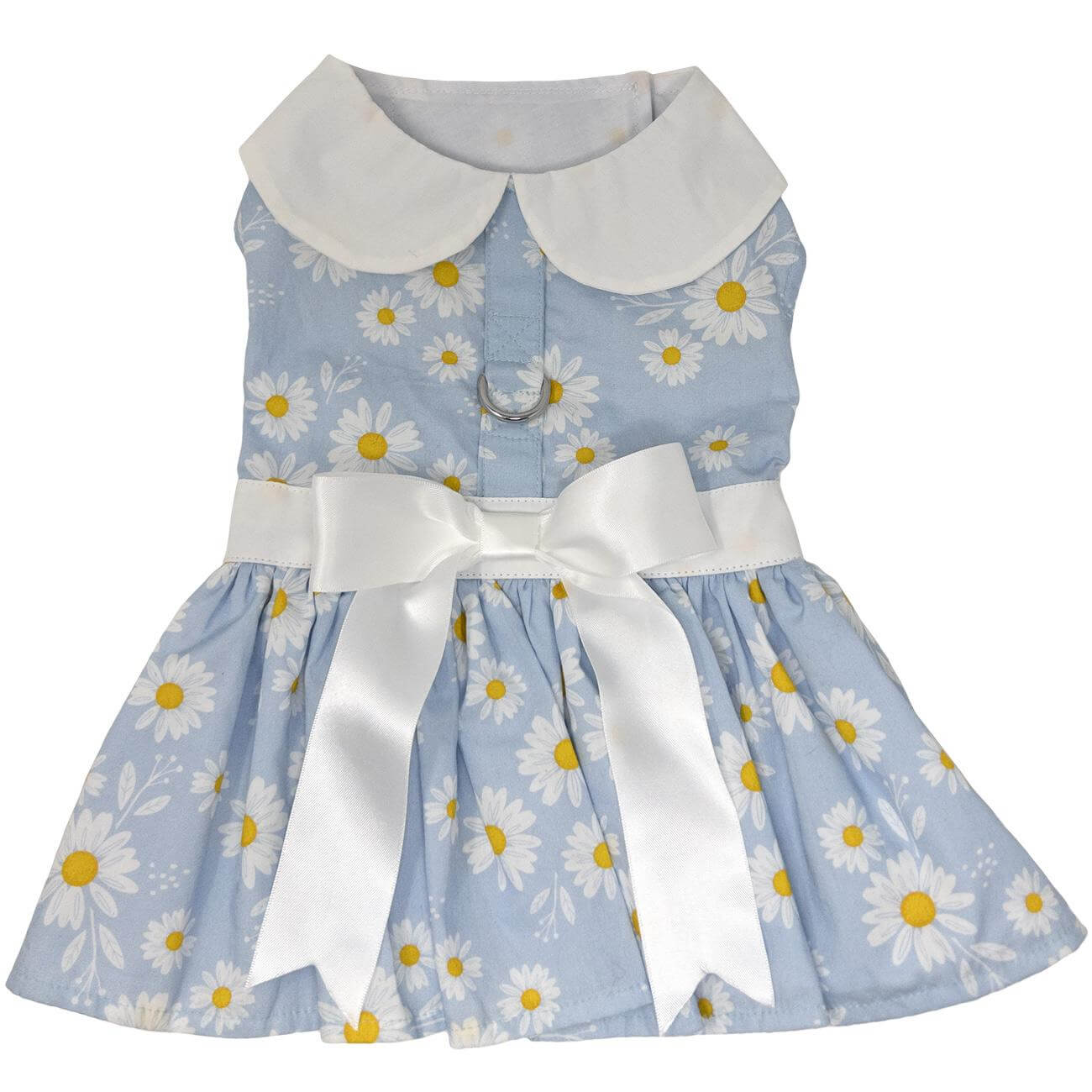 Doggie Design Blue Daisy Dog Dress with Matching Leash (Medium)