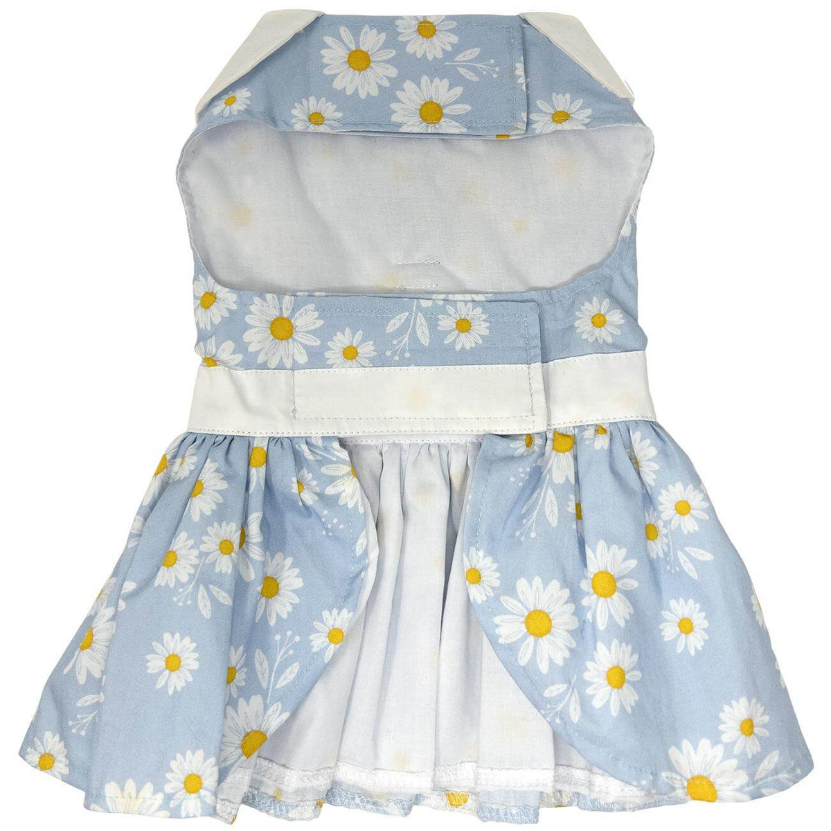 Blue Daisy Dog Dress - belly view