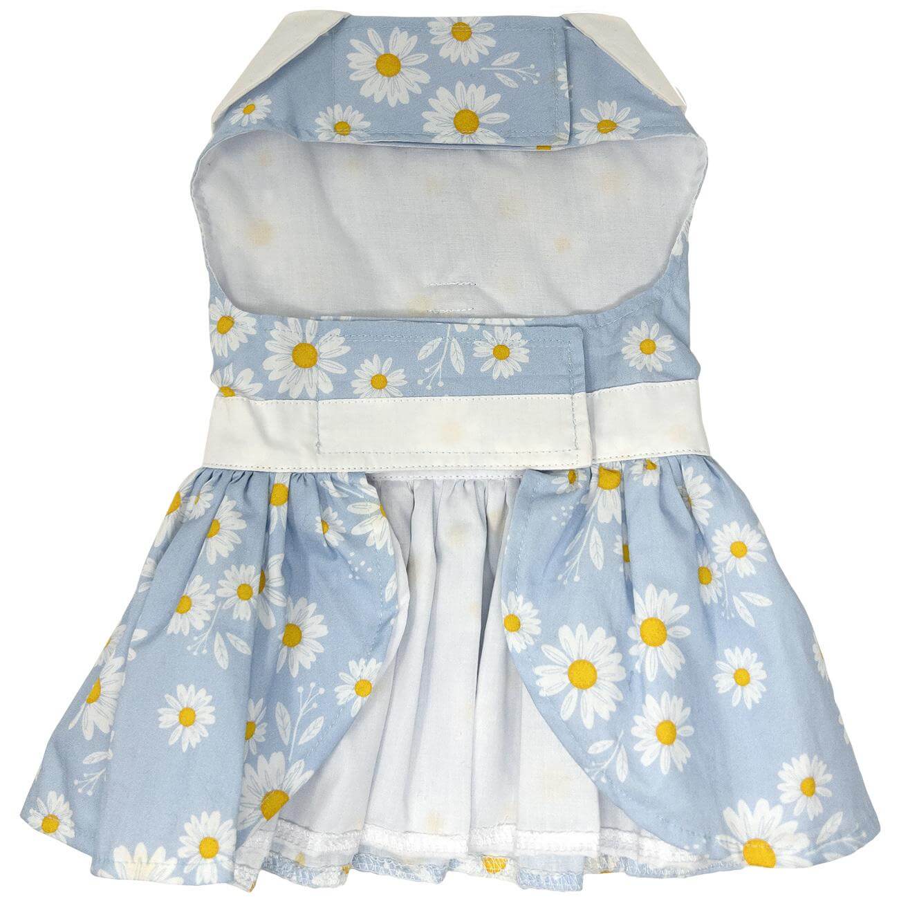 Blue Daisy Dog Dress - belly view