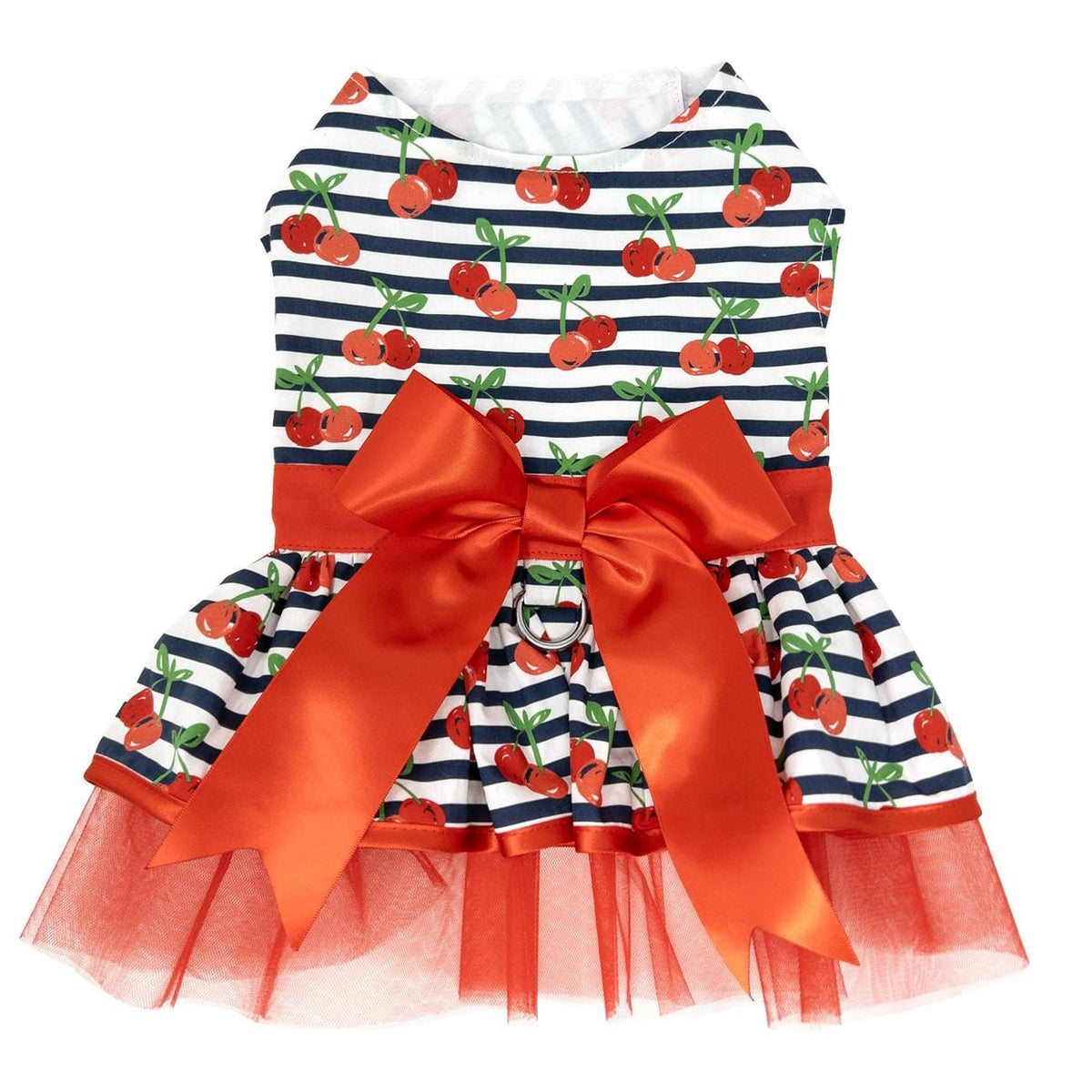 Cherry Stripe Dog Dress with Matching Leash 
