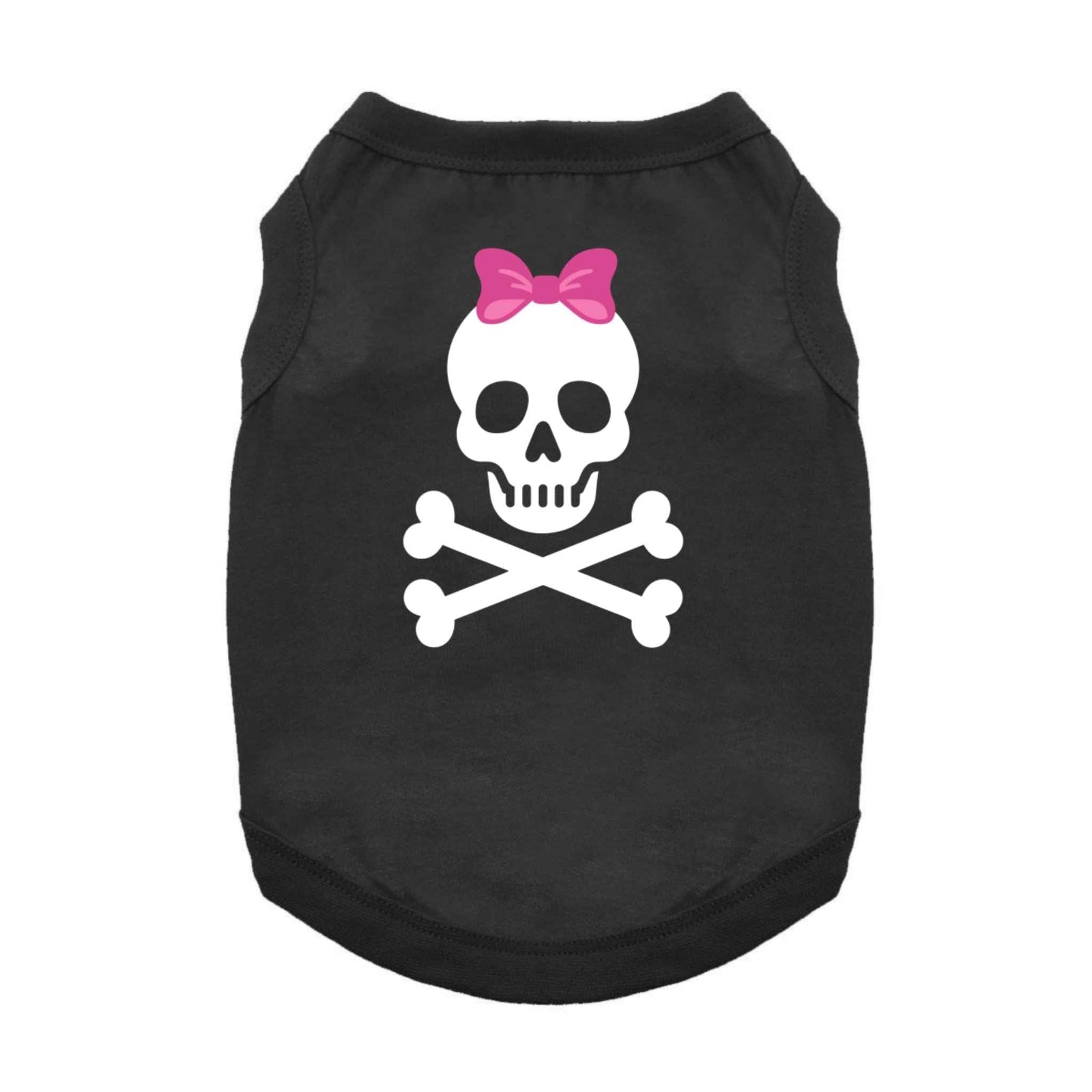 Dog tank top - pirate skull with a pink bow