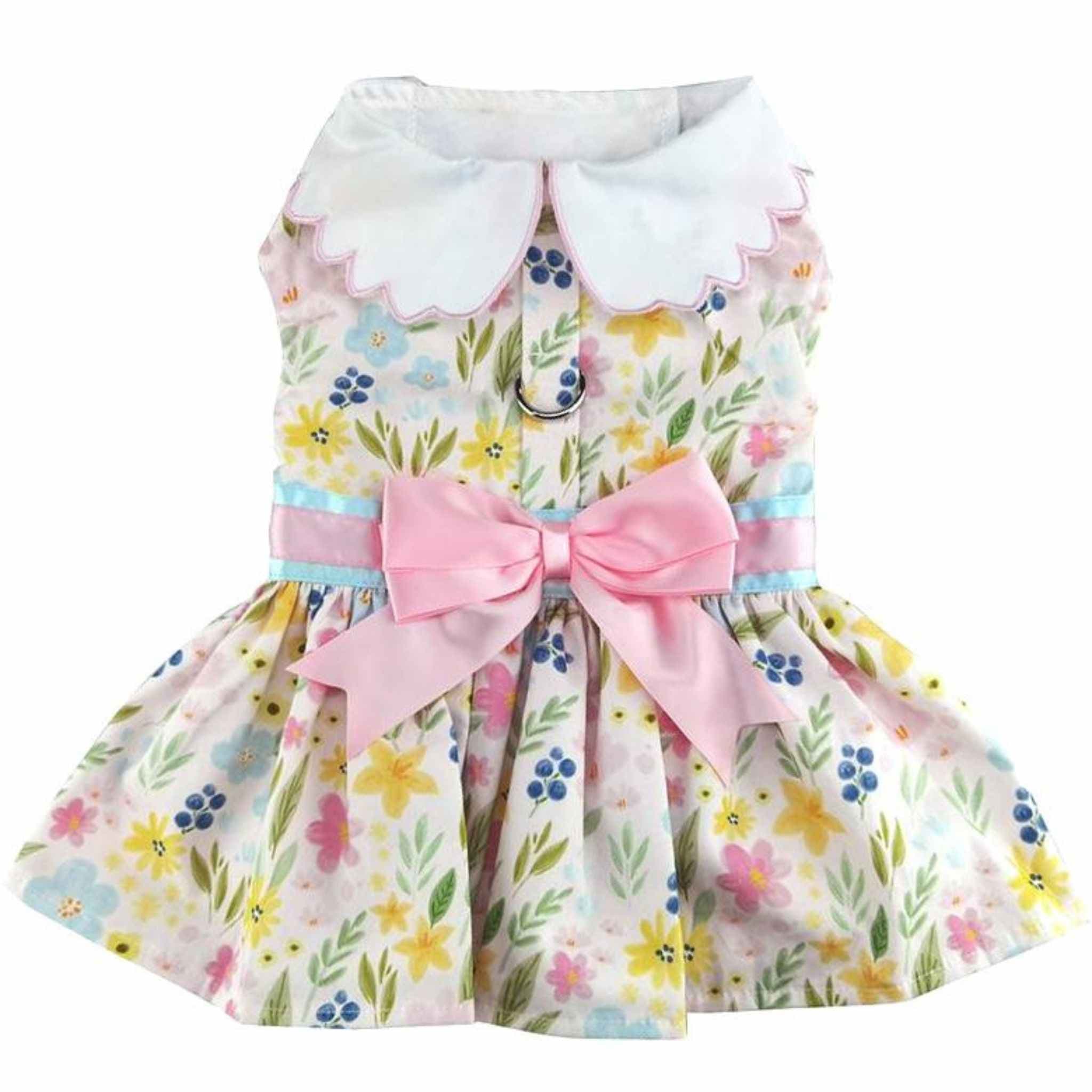 Pastel Meadow Dog Dress with Matching Leash | Sizes for dogs 3 to