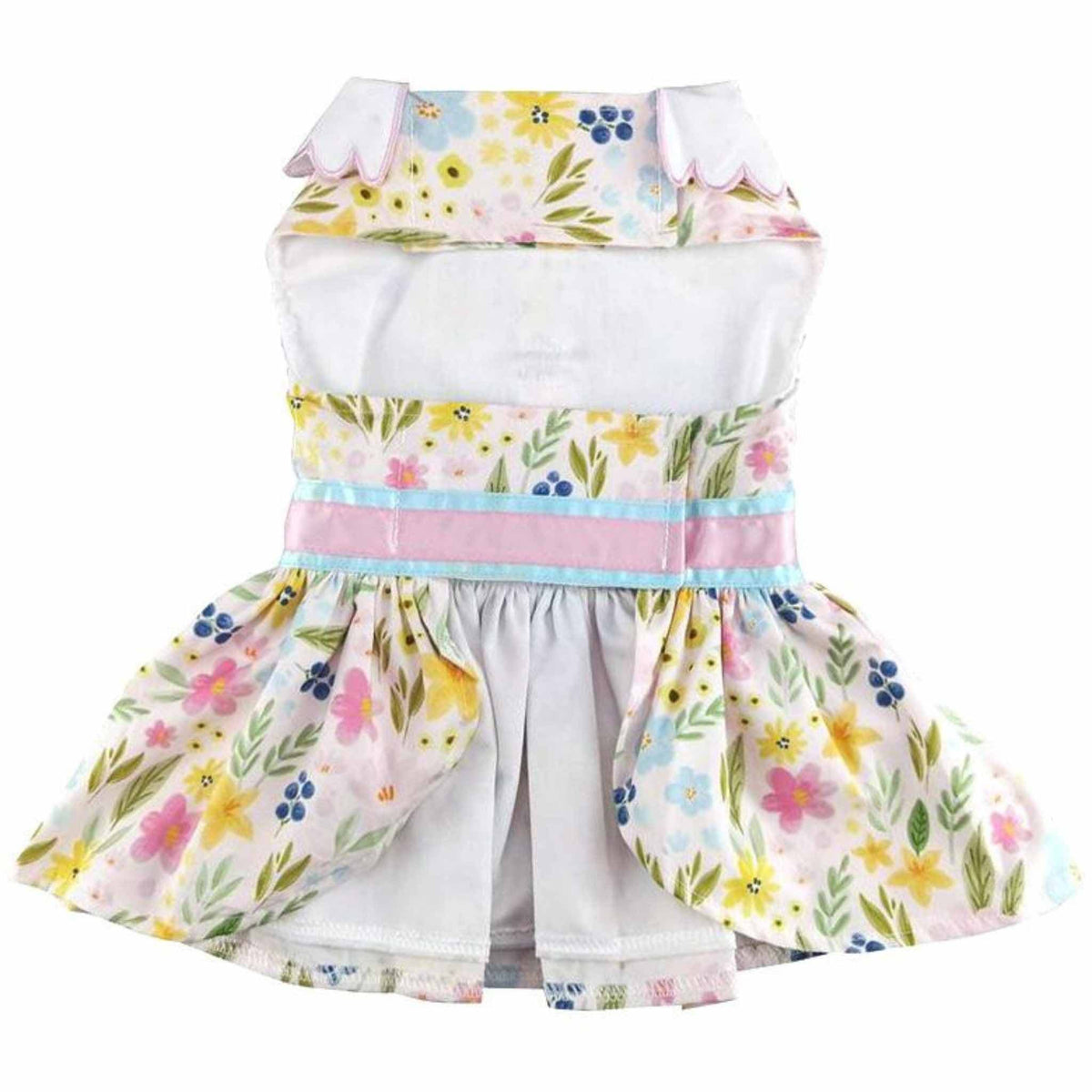 Pastel Meadow Dog Dress with Matching Leash - belly