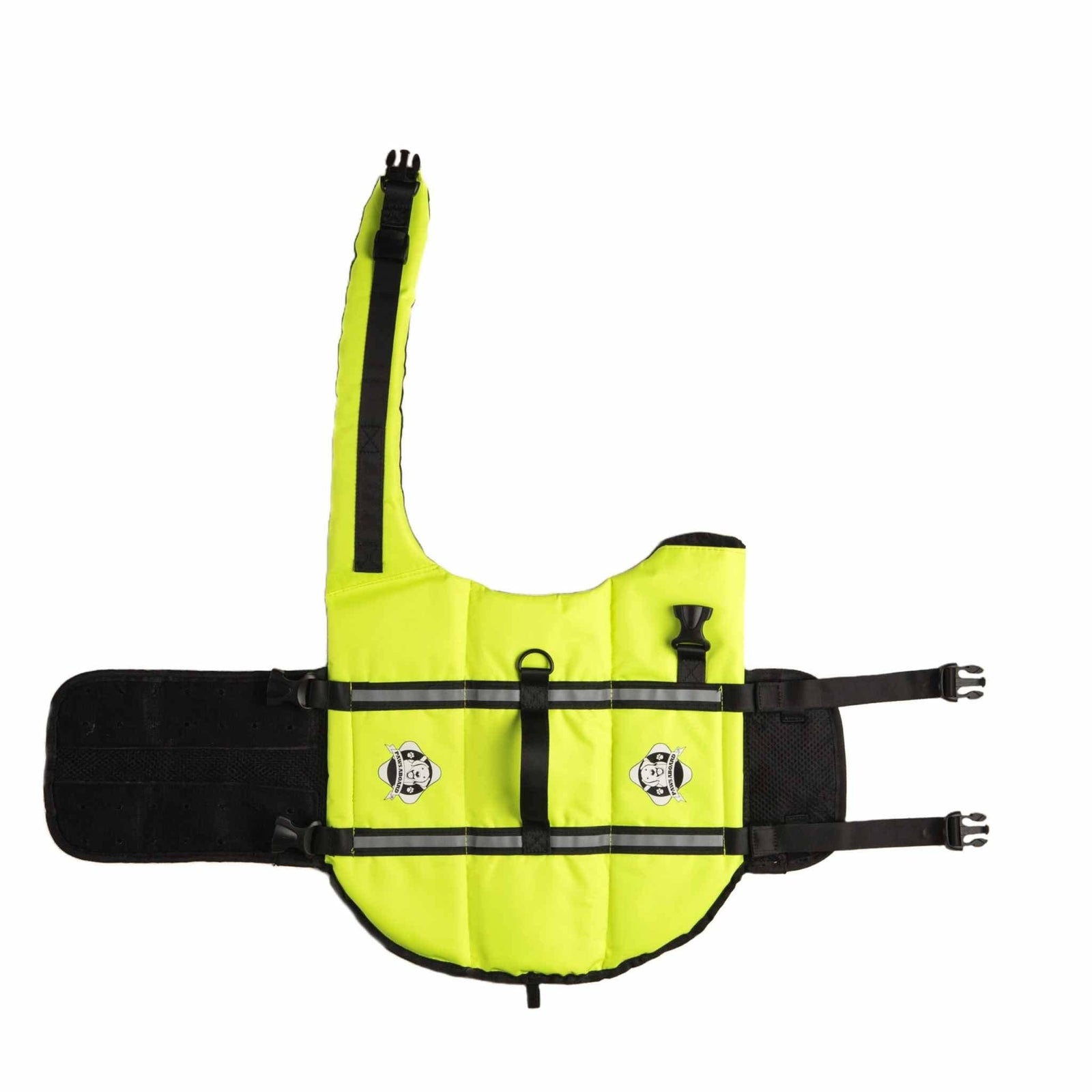 Paws Aboard Dog Life Vest - Neon Yellow - flat view