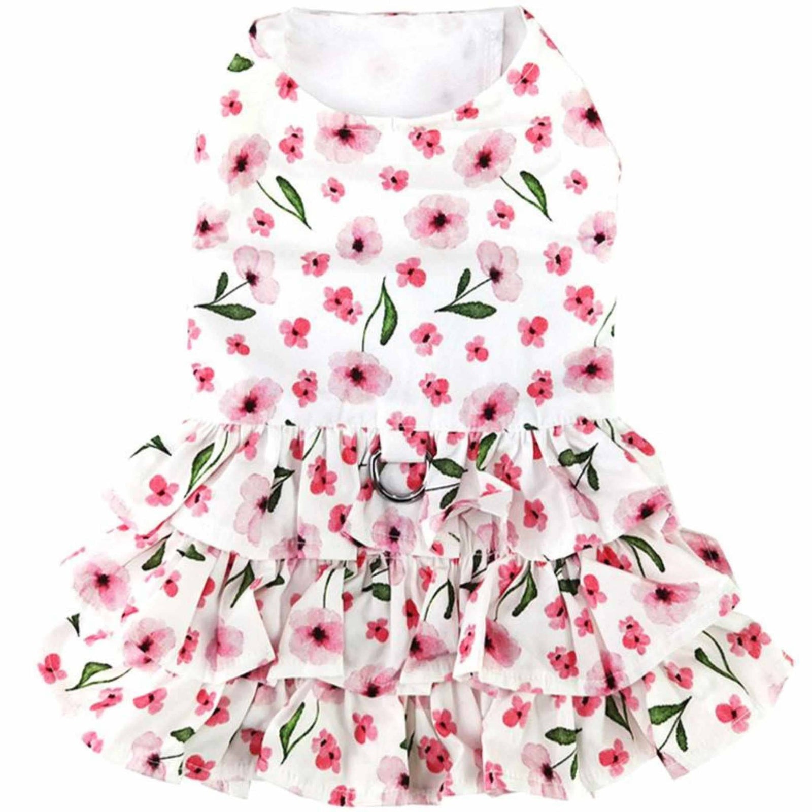 Spring Wildflower Dog Dress with Matching Leash - back