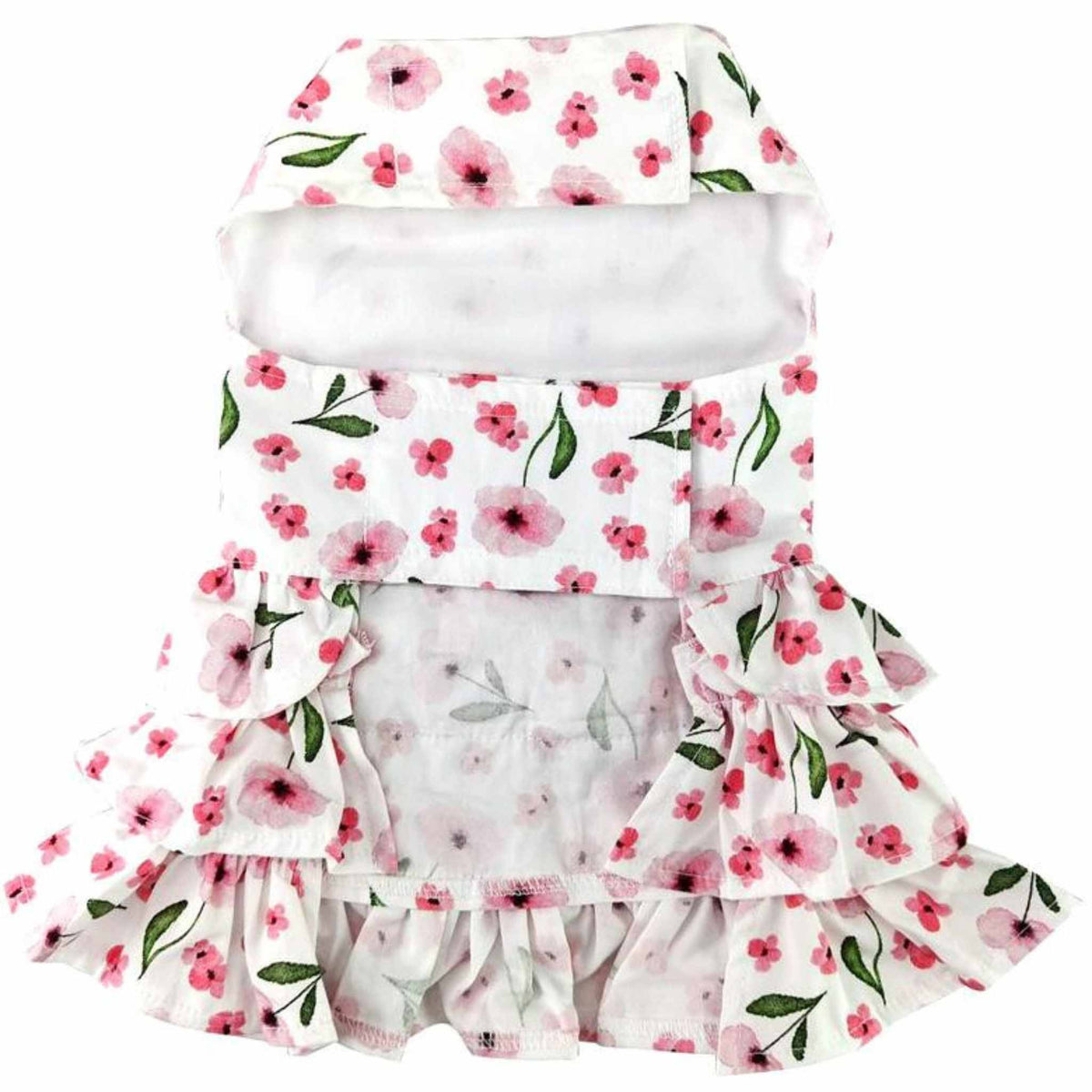 Spring Wildflower Dog Dress with Matching Leash - belly
