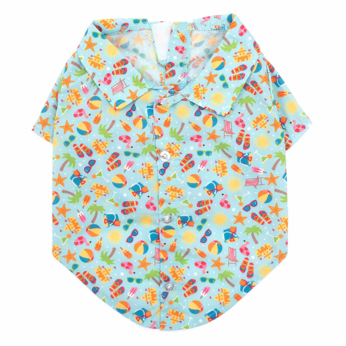 Colorful beach-themed shirt for small breed dogs