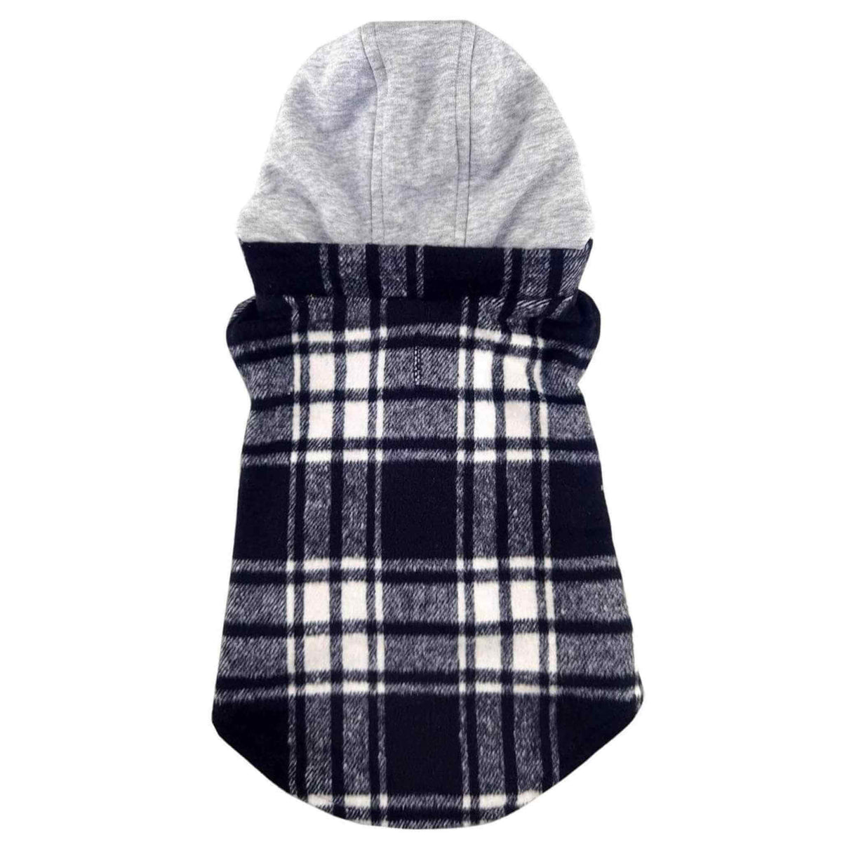 Weekender Dog Sweatshirt Hoodie - Black &amp; White Plaid - back view