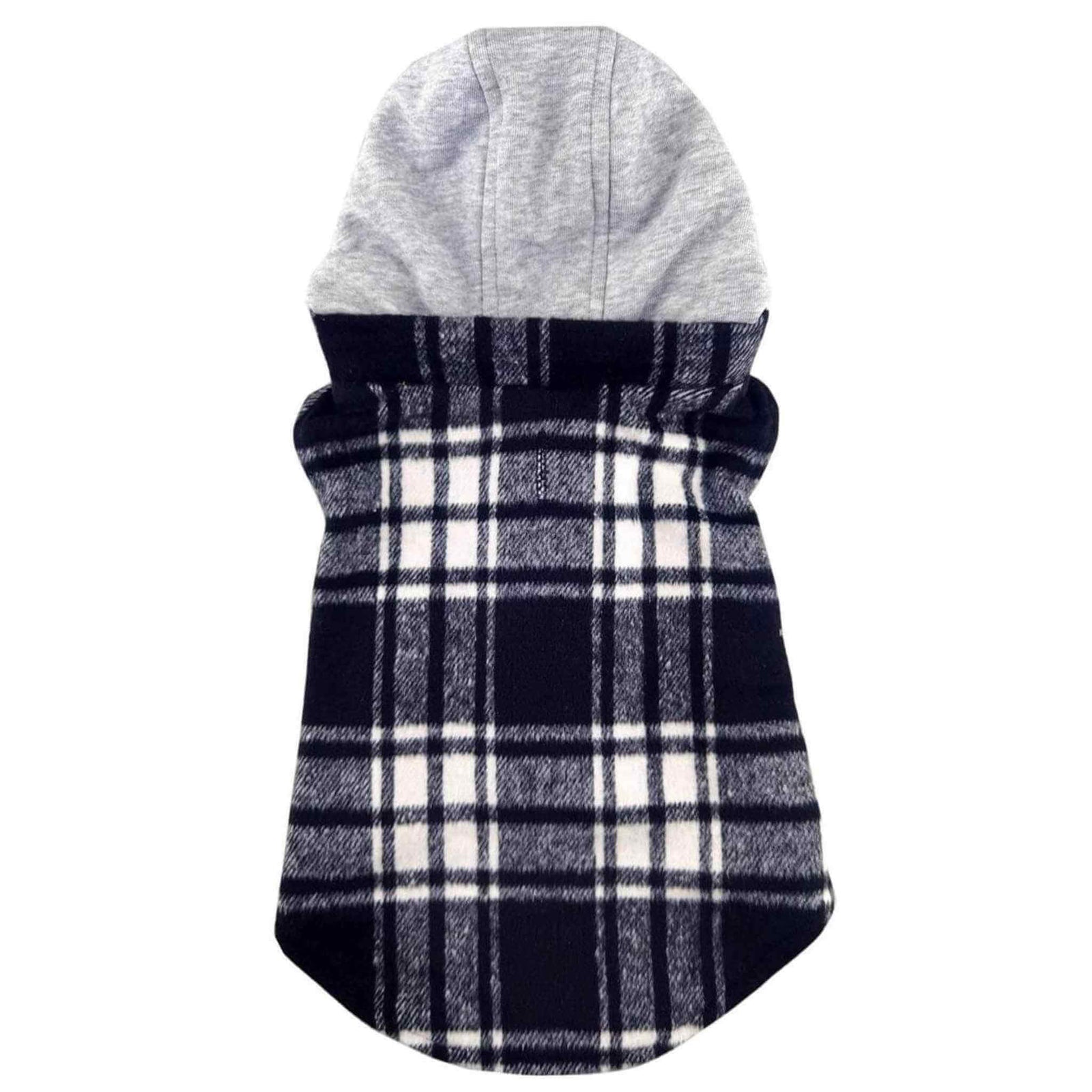 Weekender Dog Sweatshirt Hoodie - Black & White Plaid - back view