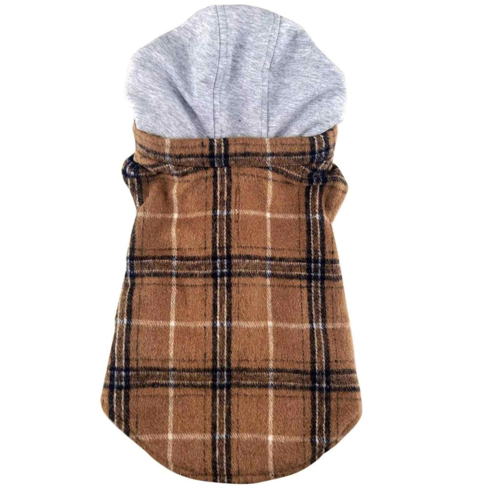 Weekender Small Dog Hoodie – Brown & Black Plaid