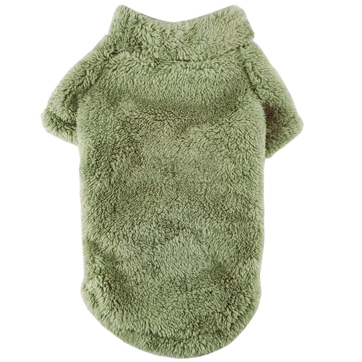 Soft Plush Pullover for Small Dogs - Moss Green