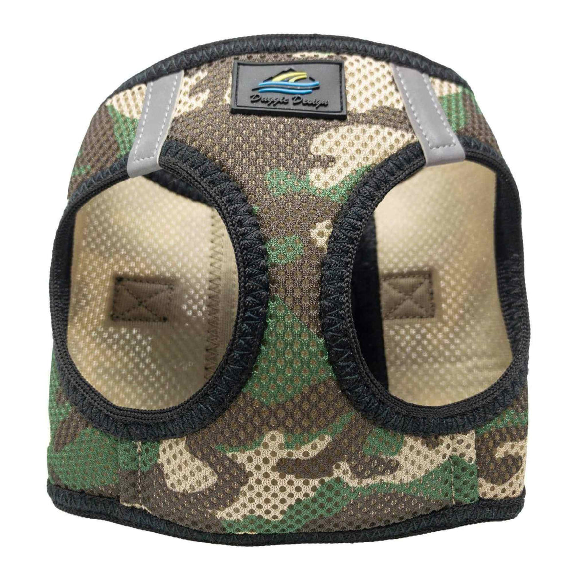 American River Step-in Dog Harness - Green Camo - Front view