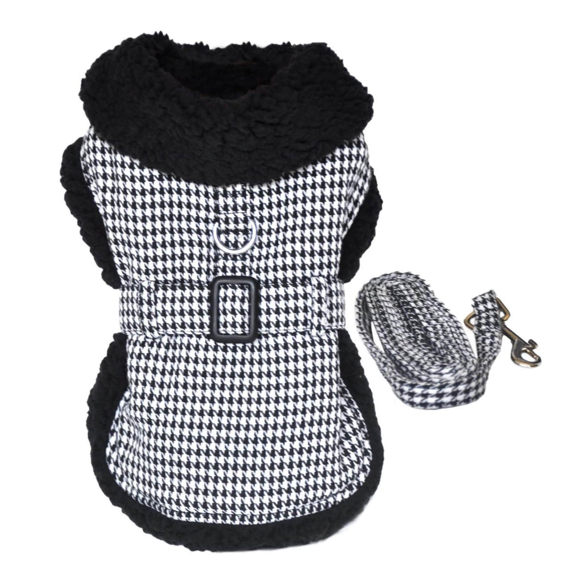 Dog Coat Black & White Classic Houndstooth Dog Coat