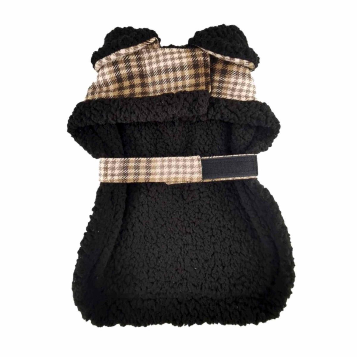 Brown &amp; White Plaid Dog Coat - Inside lining