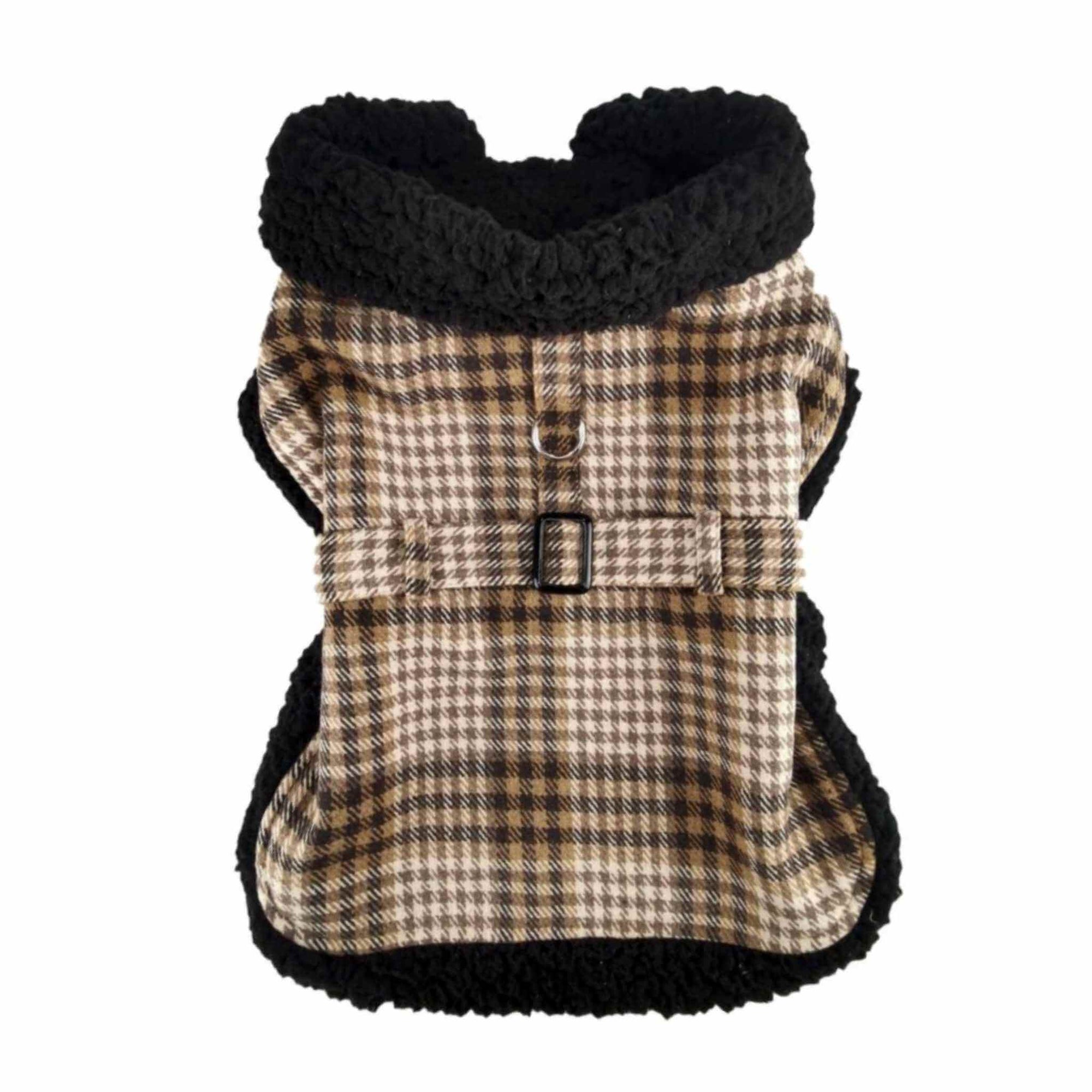 Brown & White Plaid Dog Coat 