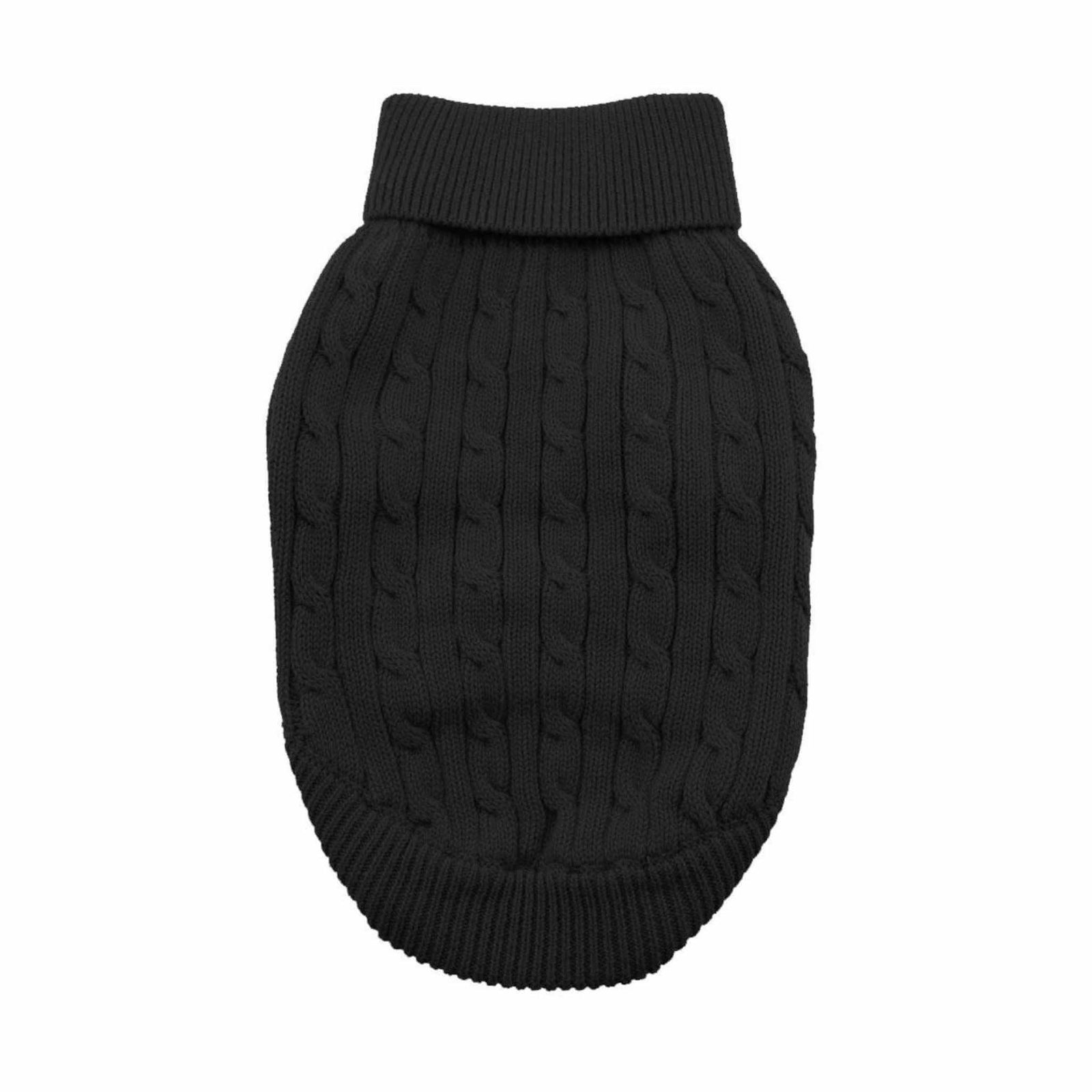 Combed Cotton Cable Knit Dog Sweater - Black