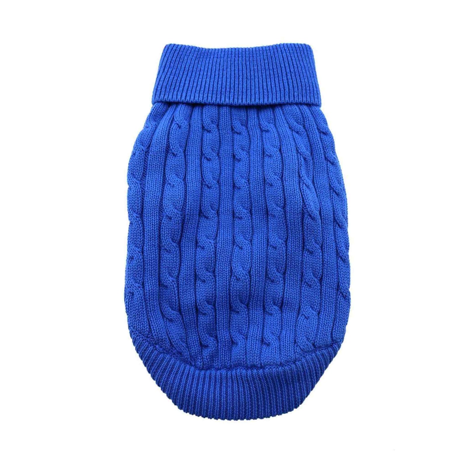 Combed Cotton Cable Knit Dog Sweater - Blue