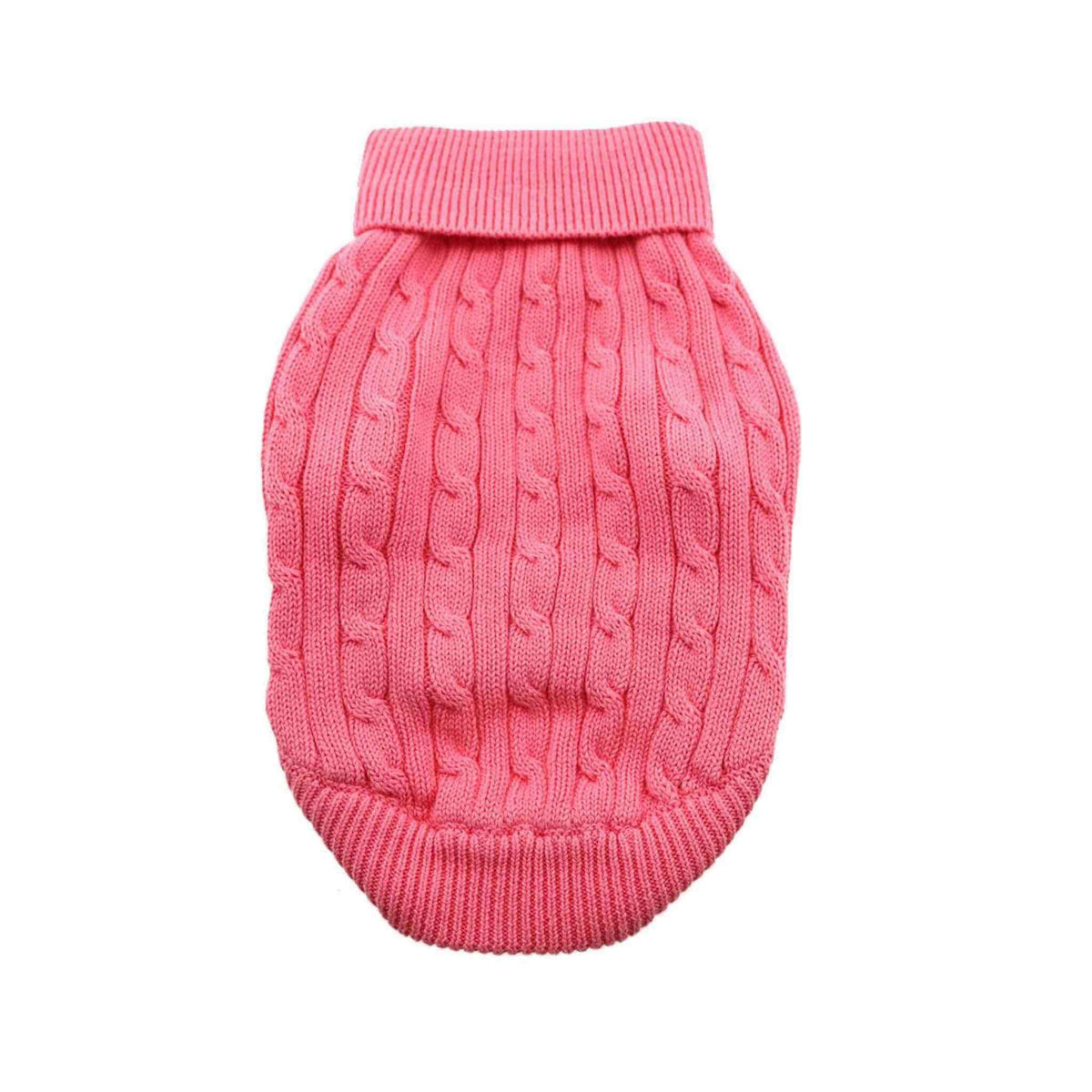 Combed Cotton Cable Knit Dog Sweater - Pink