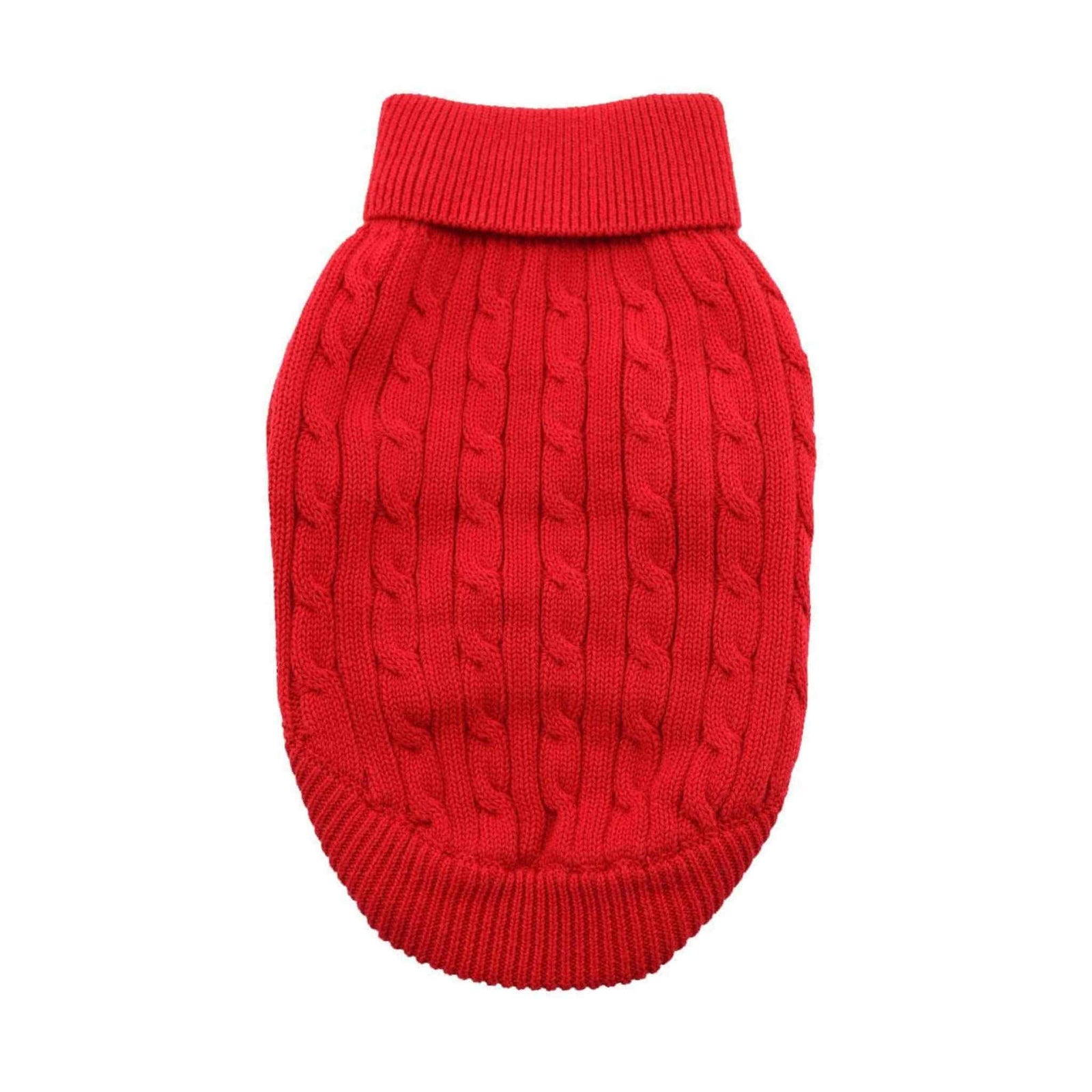 Combed Cotton Cable Knit Dog Sweater - Red