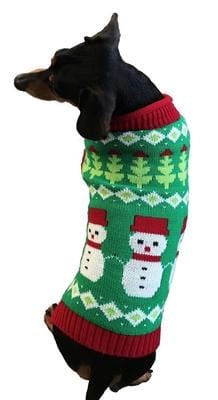Dallas Dog Snowmen Dog Sweater - Model