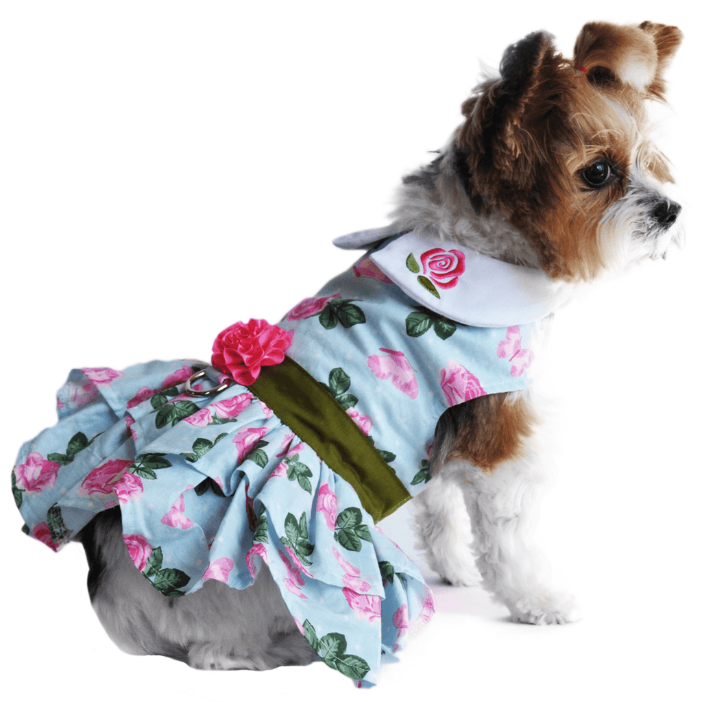Doggie Design Pink Rose Dog Dress with Matching Leash