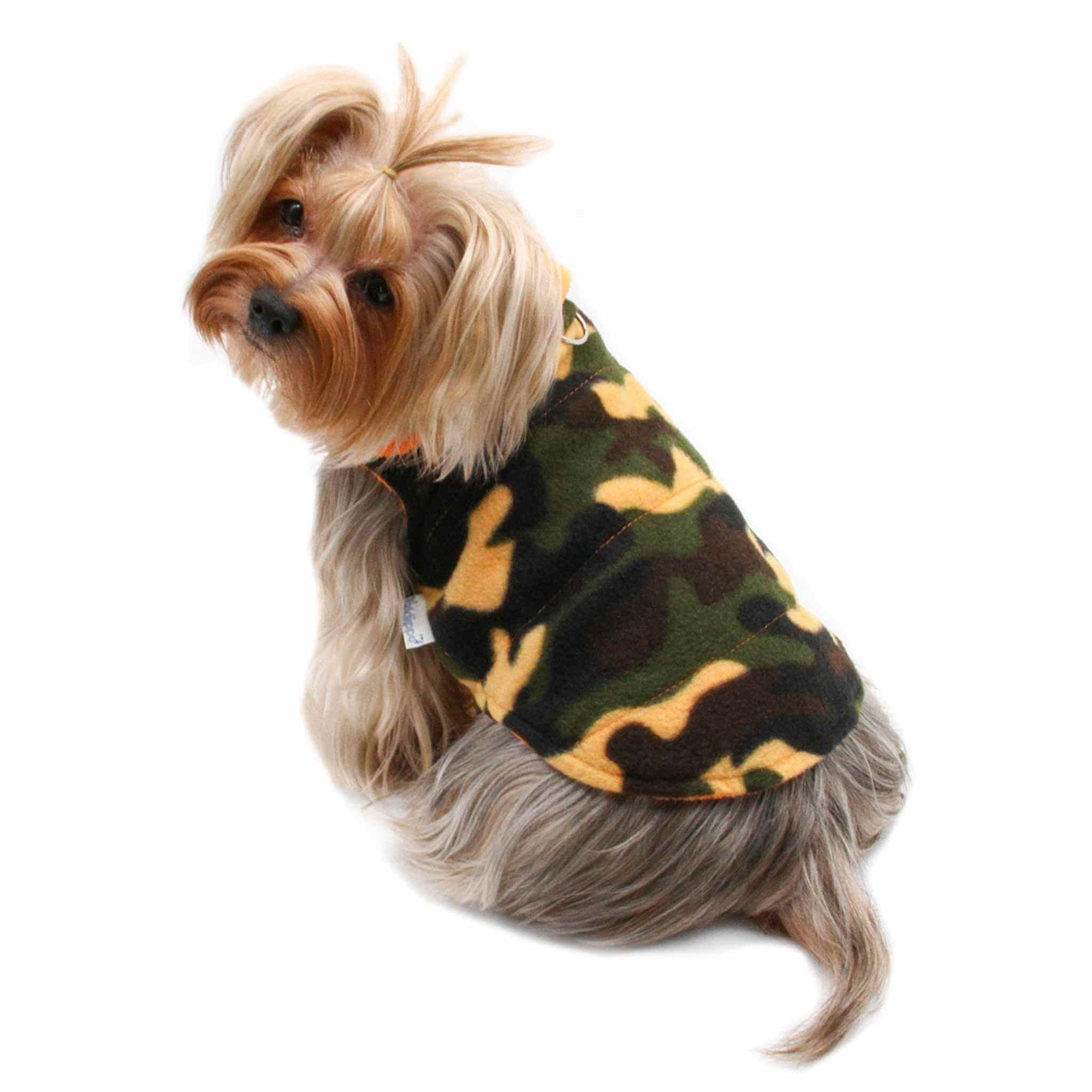 Klippo Camouflage Dog Vest on a Yorkie