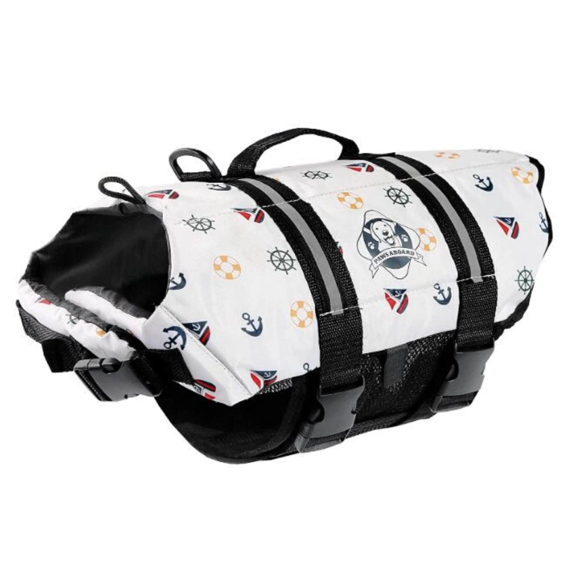 Paws Aboard Dog Life Jacket - Nautical Theme