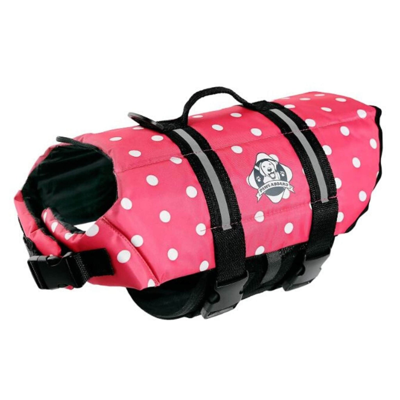 Paws Aboard Life Vest for small dogs - Pink Polka Dot