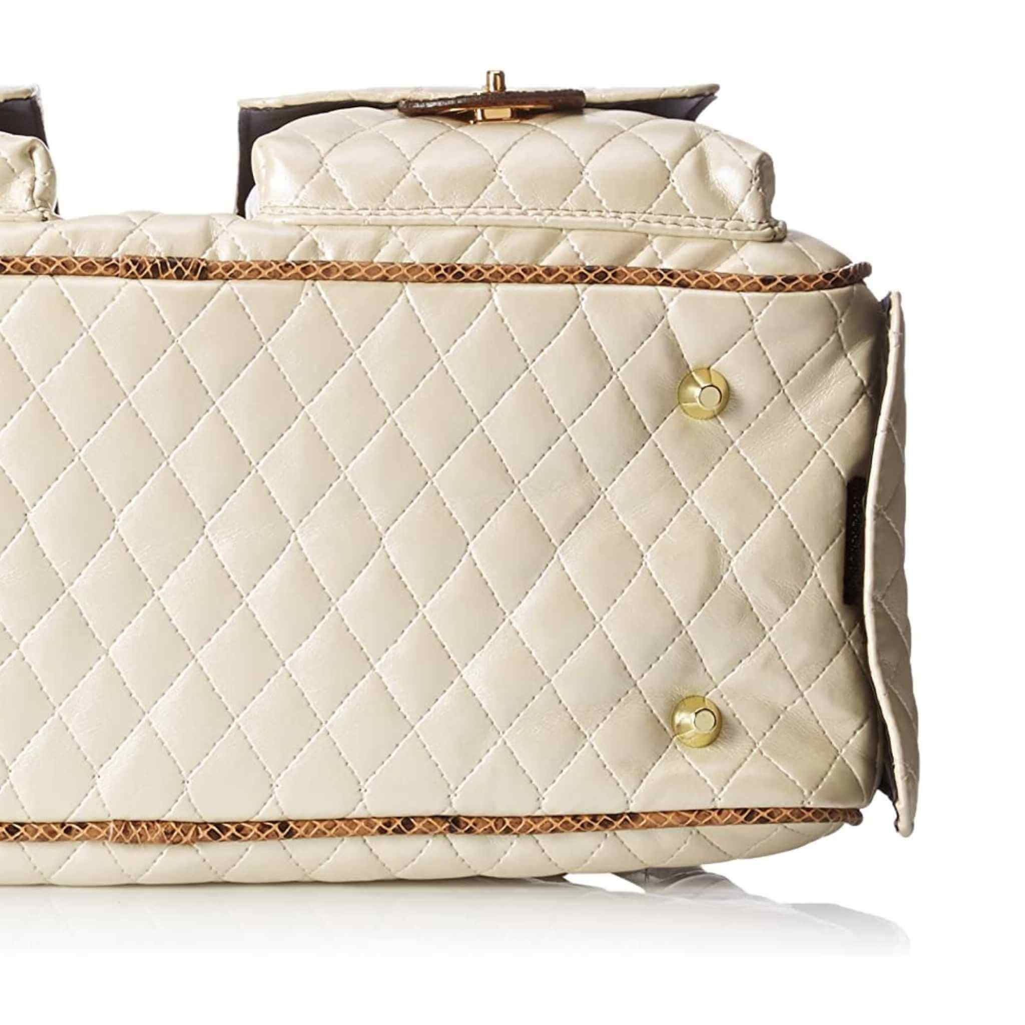 Petote Marlee Designer Dog Purse - Ivory Quilted