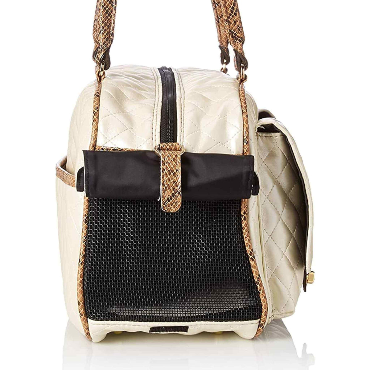 Petote Marlee Dog Purse – Ivory Quilted Airline-Approved Carrier
