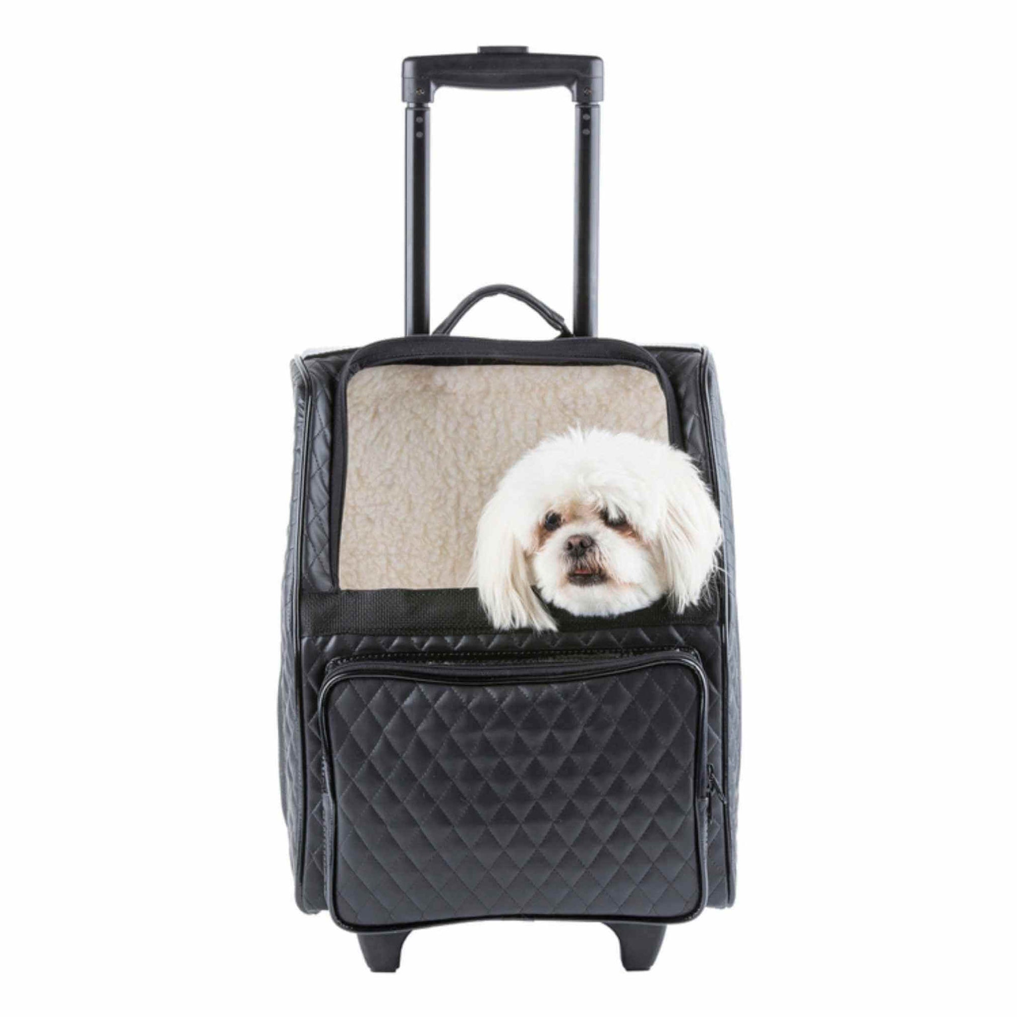 Petote Rio Wheeled Dog Carrier - Black Quilted