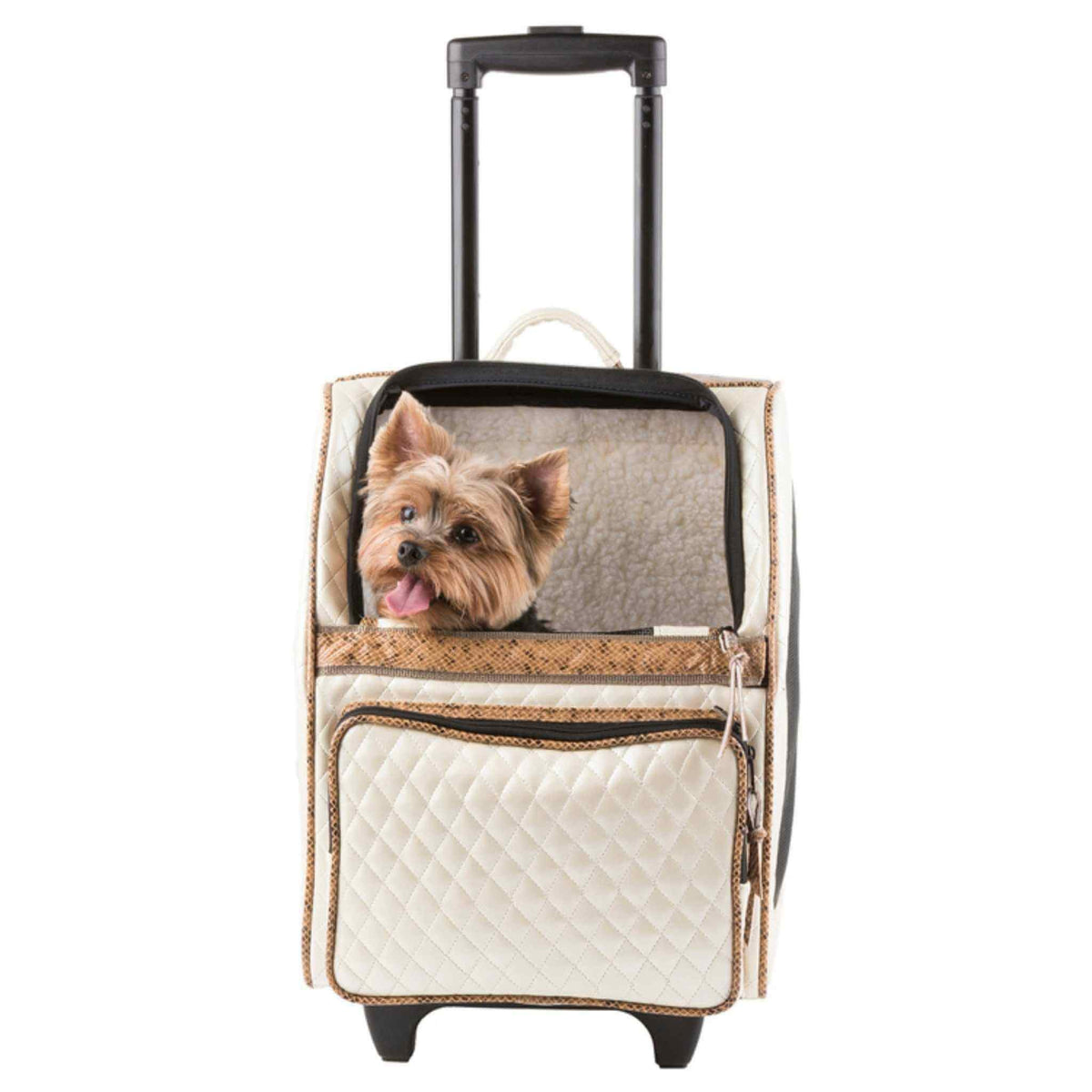 Petote Rio Wheeled Dog Carrier - Ivory Quilted