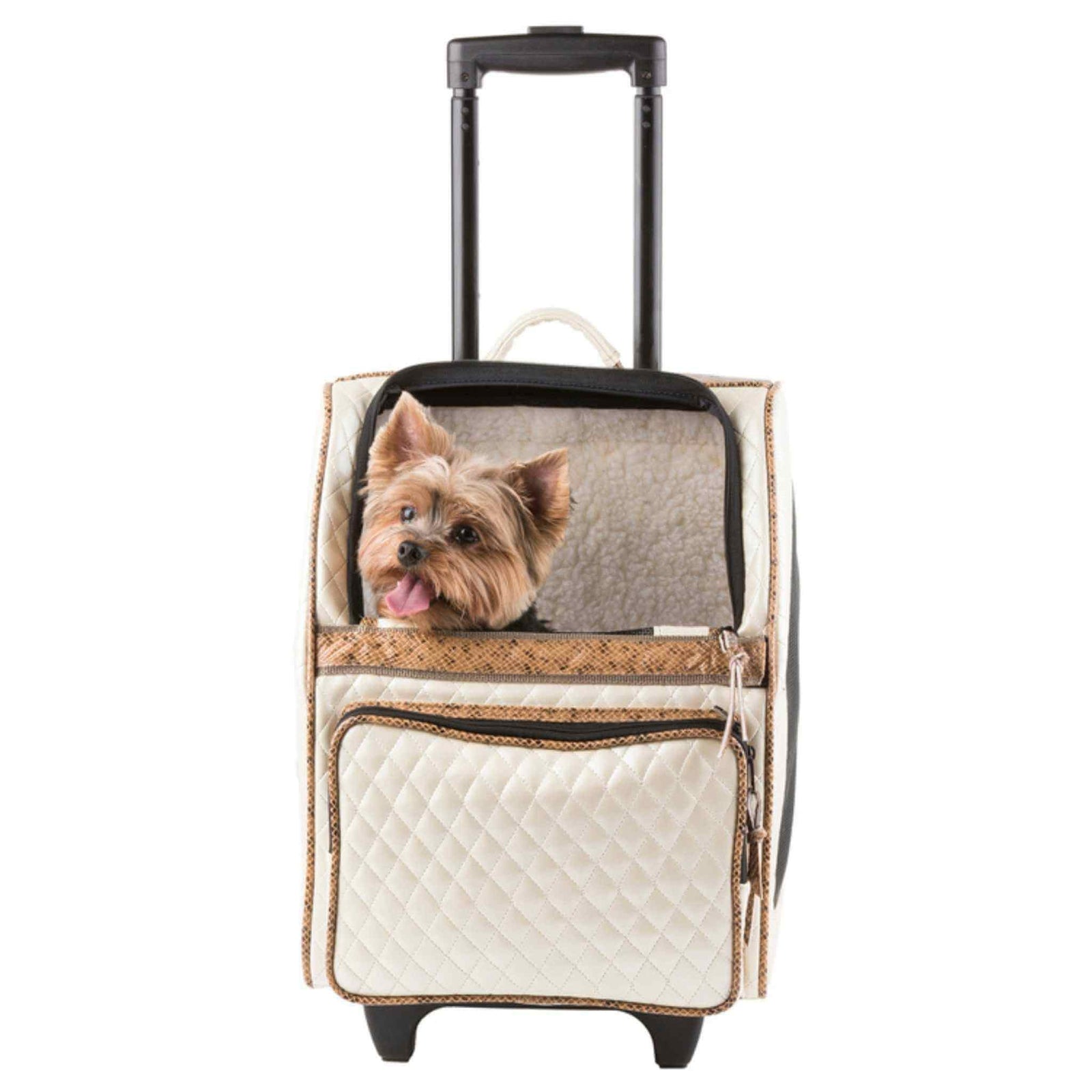 Petote Rio Wheeled Dog Carrier - Ivory Quilted