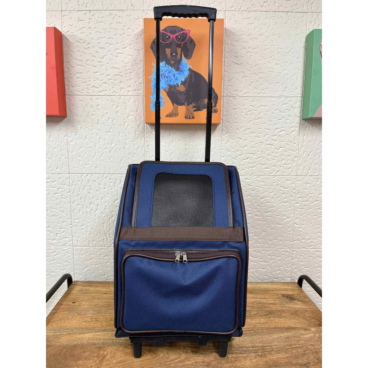 Petote Rio Wheeled Dog Carrier - Navy