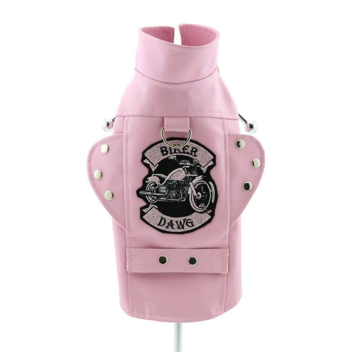Pink Biker Dawg Motorcycle Dog Jacket - Back