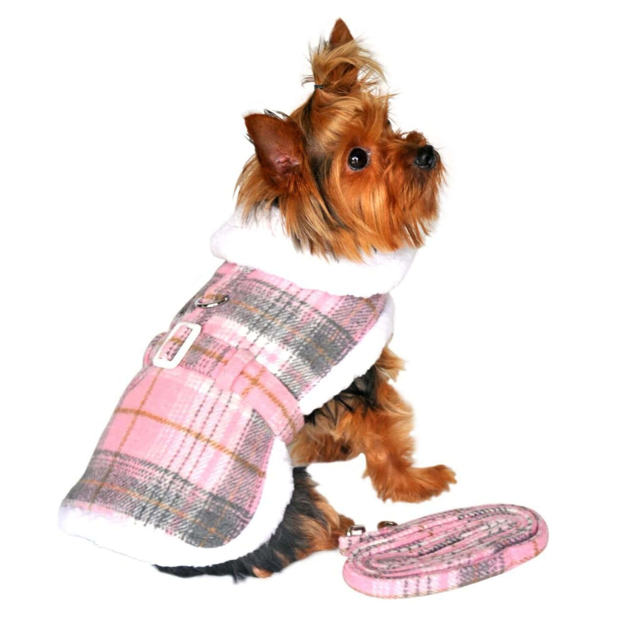 Pink & White Plaid Dog Coat - Yorkie