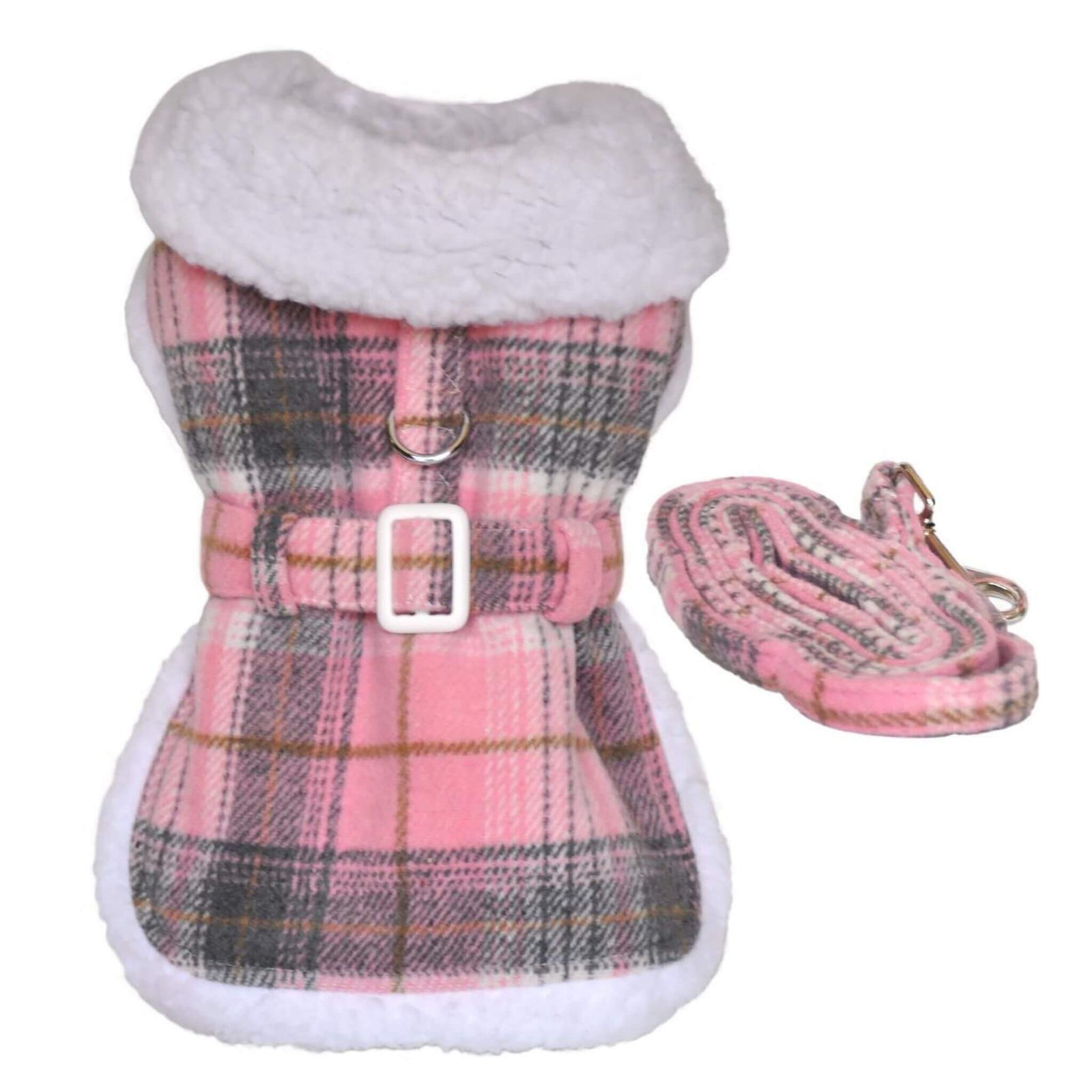 Pink & White Plaid Dog Coat
